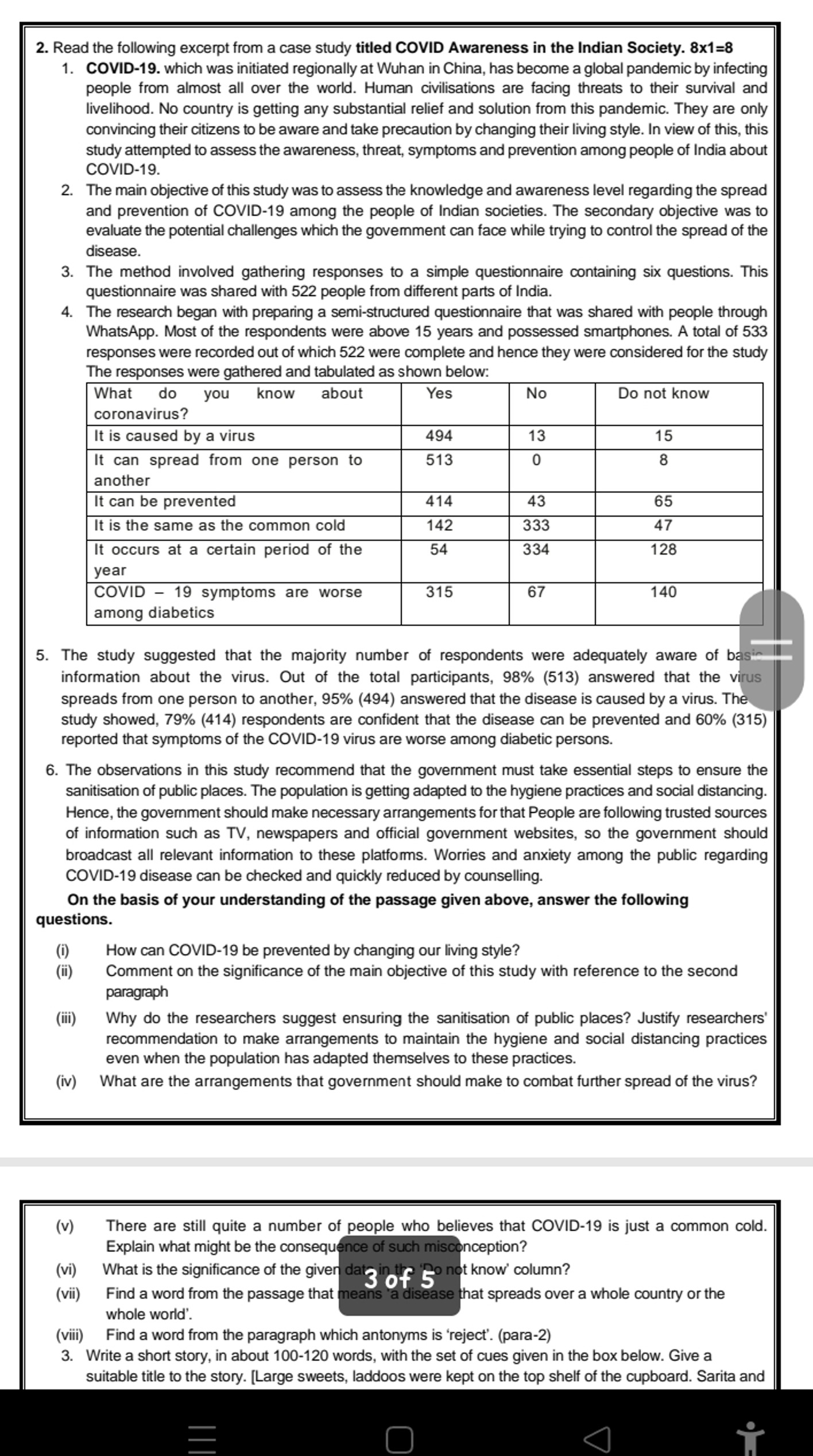 2. Read the following excerpt from a case study titled COVID Awareness