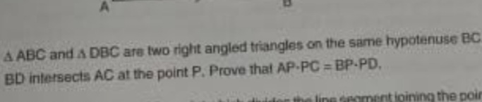 △ABC and △DBC are two right angled triangles on the same hypotenuse BC