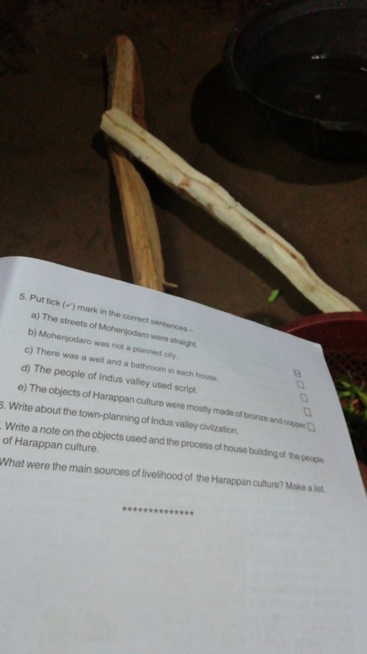 5. Put tick ( ∼ ) mark in the correct sentences -
a) The streets of Mo