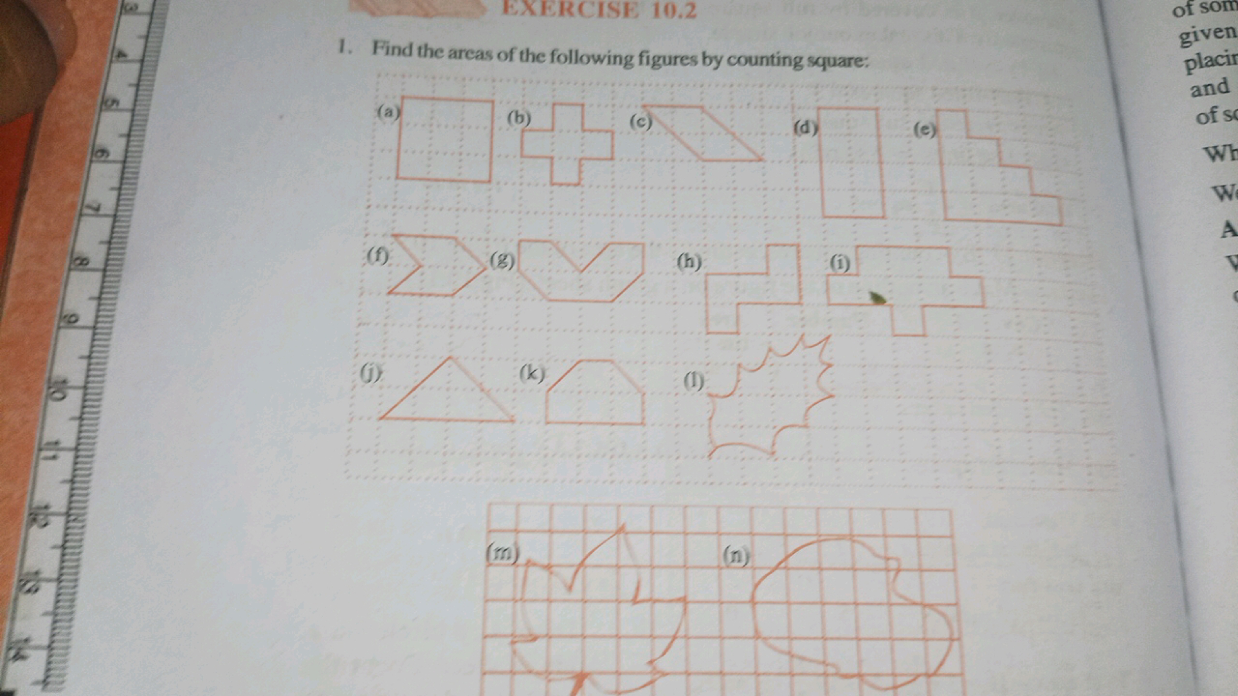 EXERCISE 10.2
1. Find the areas of the following figures by counting s