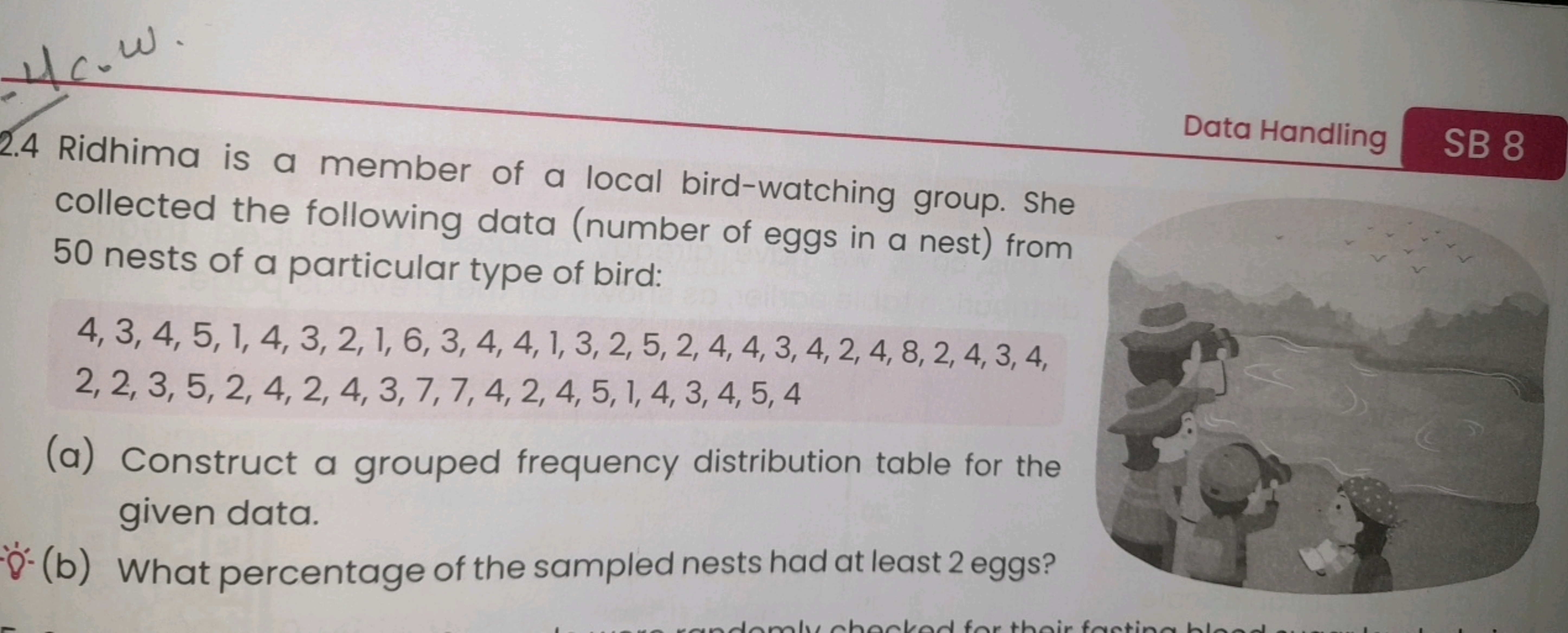 b
2.4 Ridhima is a member of a local bird-watching group. She
collecte