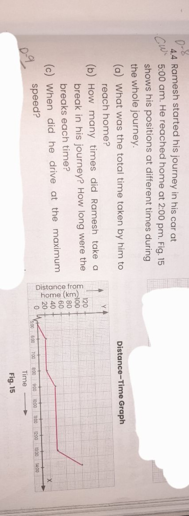 4.4 Ramesh started his journey in his car at 5:00 am. He reached home 