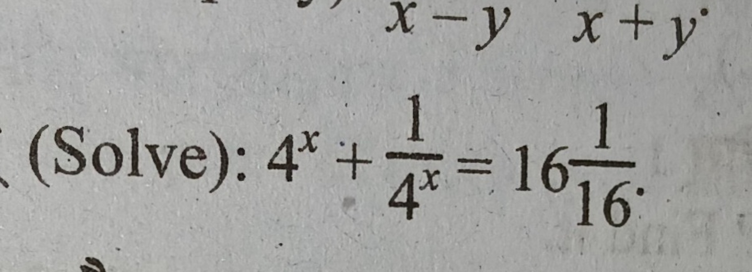 (Solve): 4x+4x1​=16161​