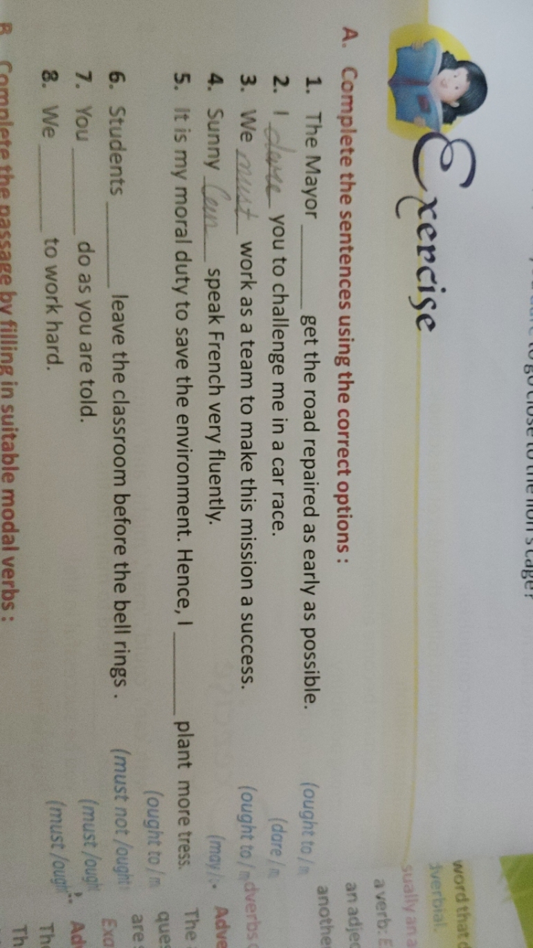 exercise
A. Complete the sentences using the correct options :
1. The 