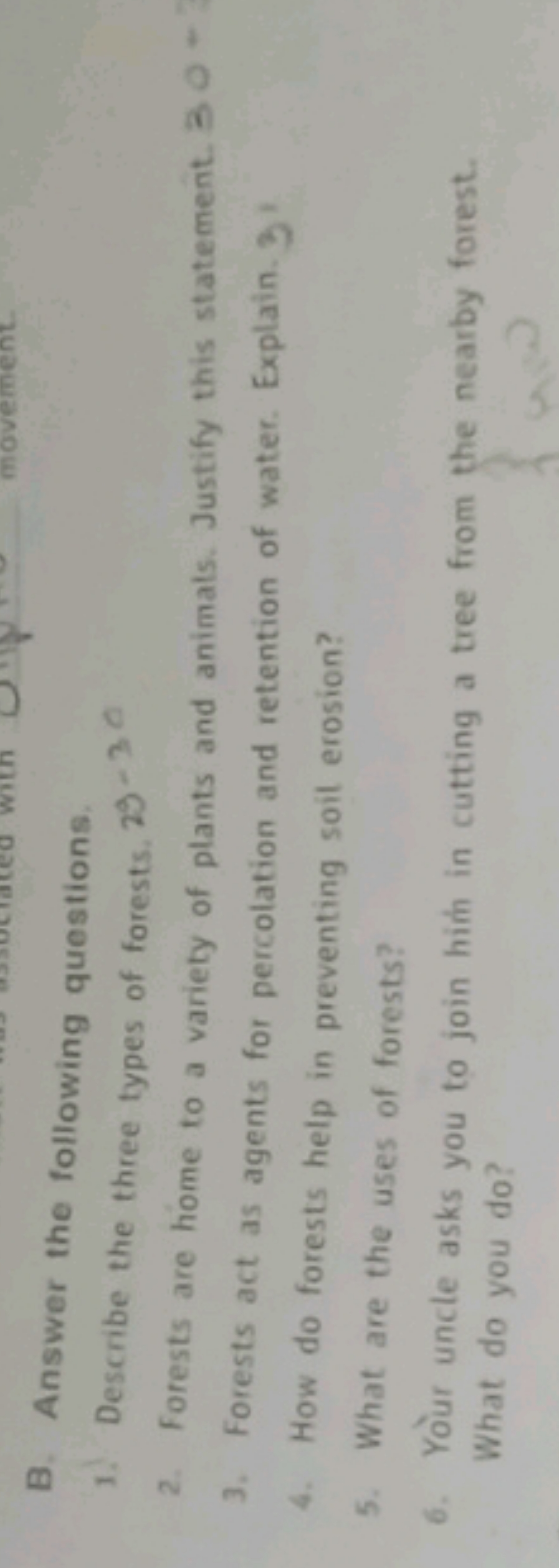 B. Answer the following questions.
1. Describe the three types of fore