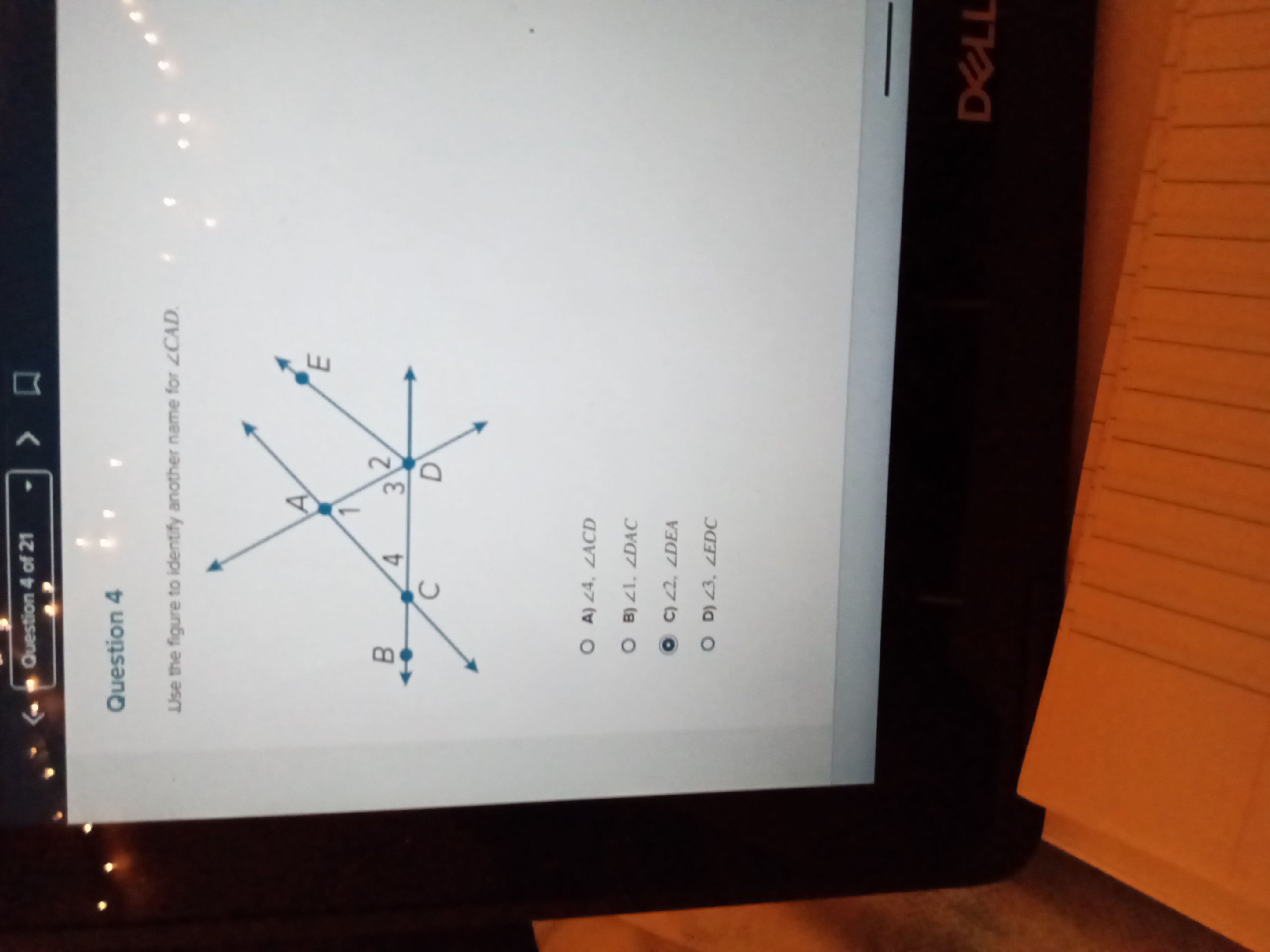 Question 4 of 21
> ♫
Question 4
Use the figure to identify another nam