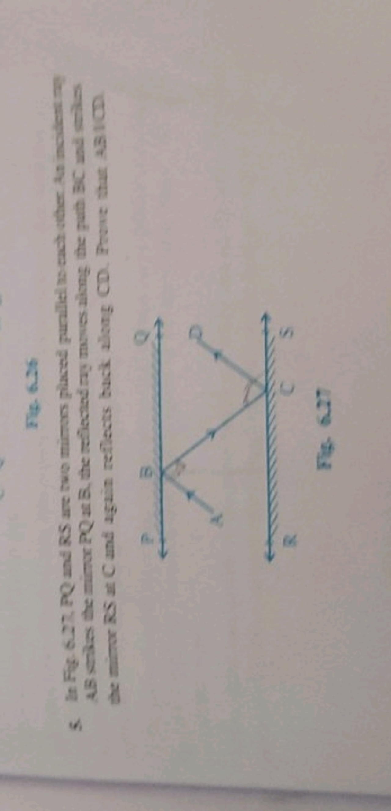 Fis. 6.36 AB sebes the mimor PQ an B, the reliected ryy moves along th