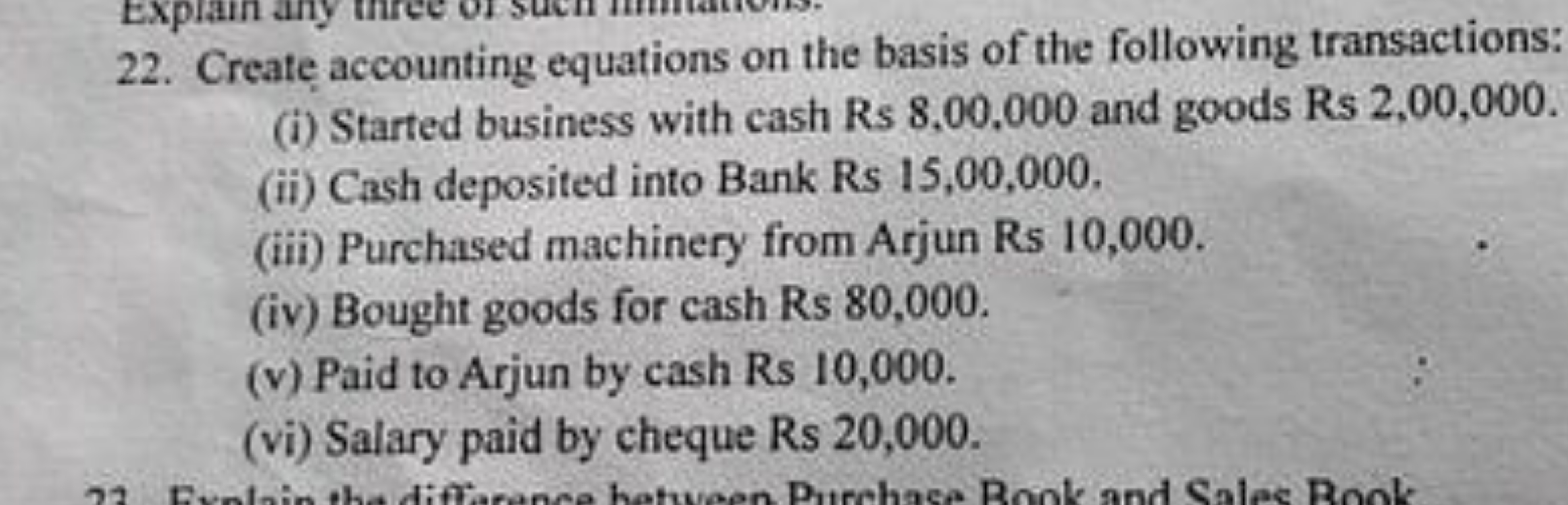 22. Create accounting equations on the basis of the following transact