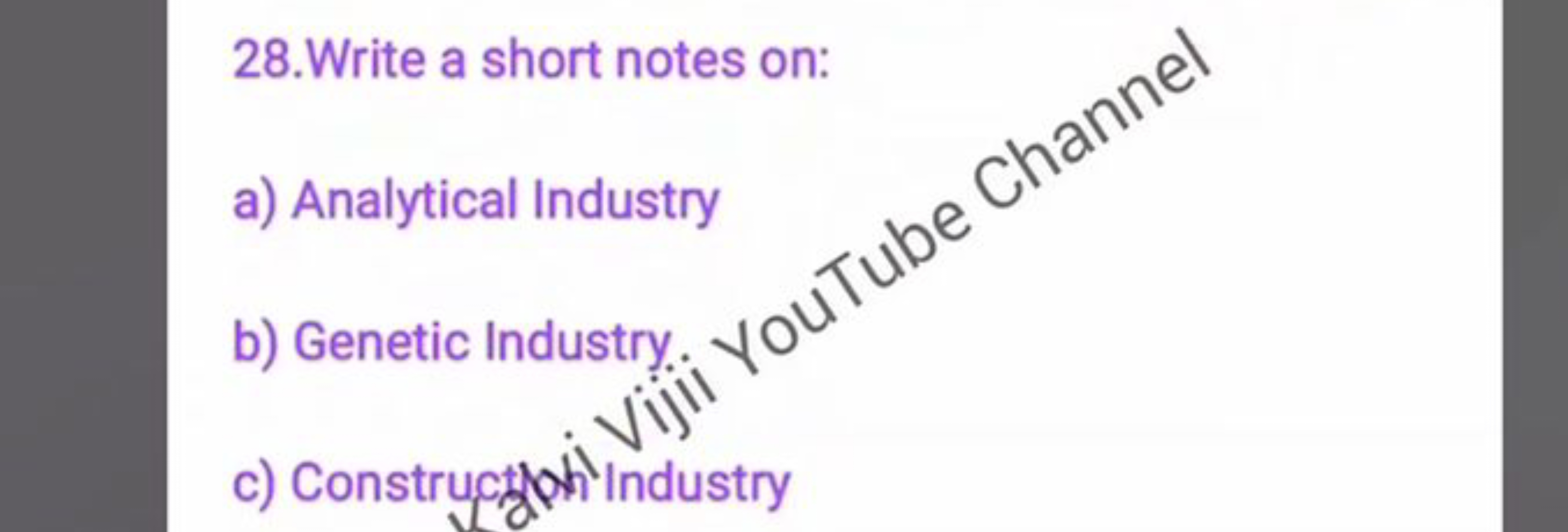 28. Write a short notes on:
a) Analytical Industry
b) Genetic Industry