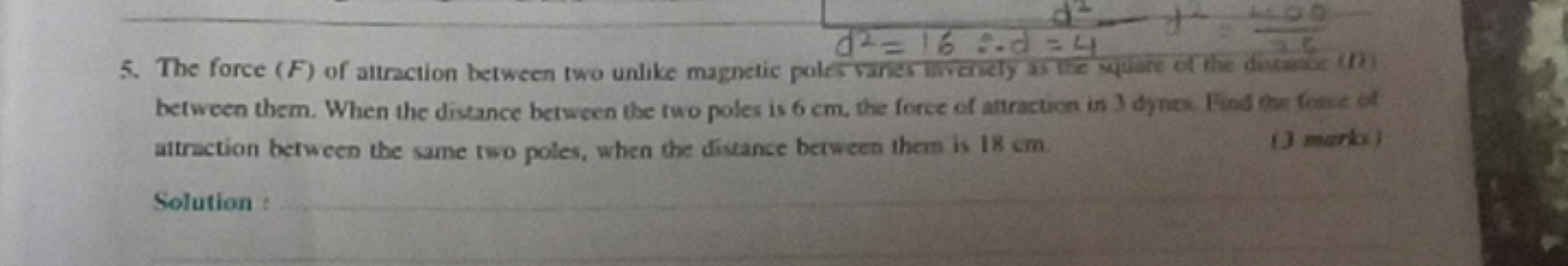  between them. When the distance between the two poles is 6 cm , the f