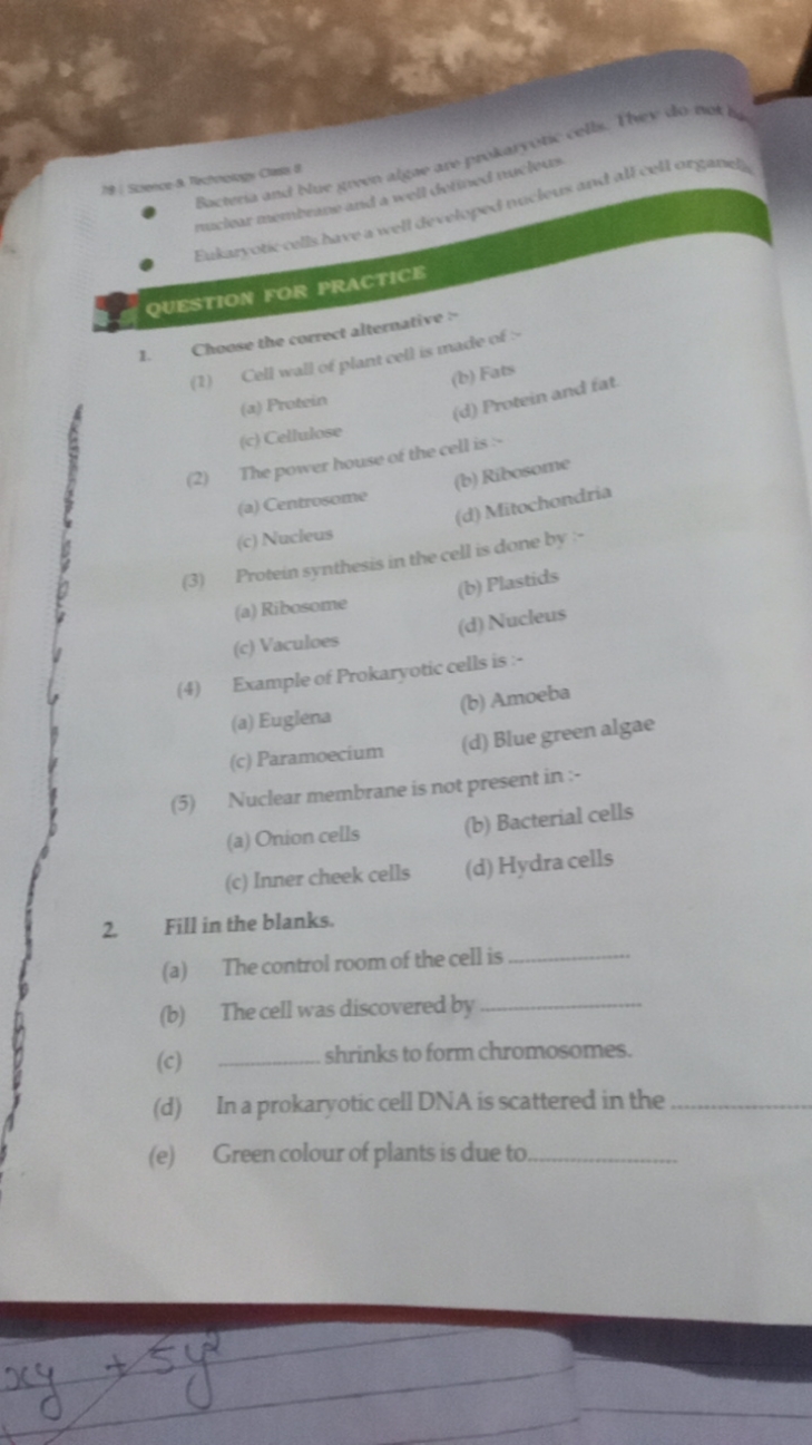 9 i scences Thencoser cies 8

Qusstion FoR PRacticE
1. Choose the corr