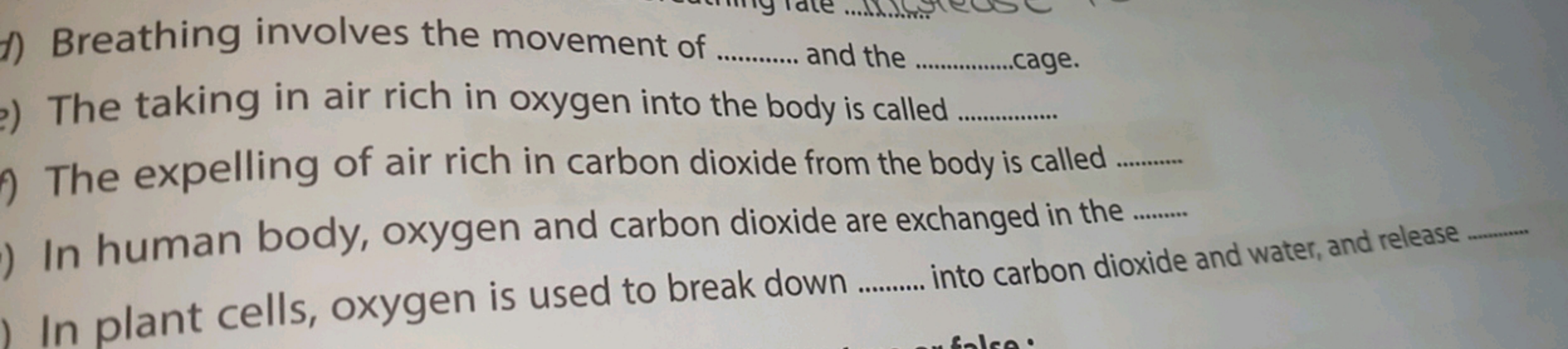 1) Breathing involves the movement of 
?) The taking in air rich in ox