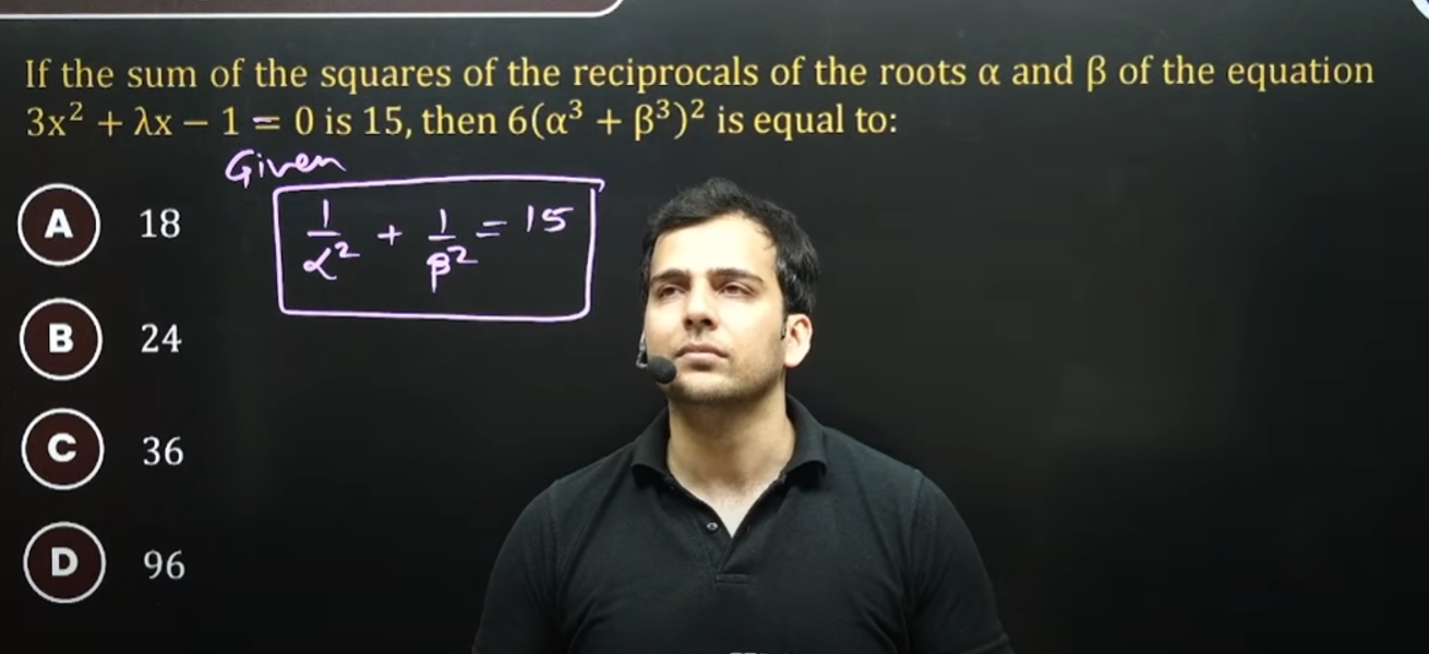 If the sum of the squares of the reciprocals of the roots α and β of t