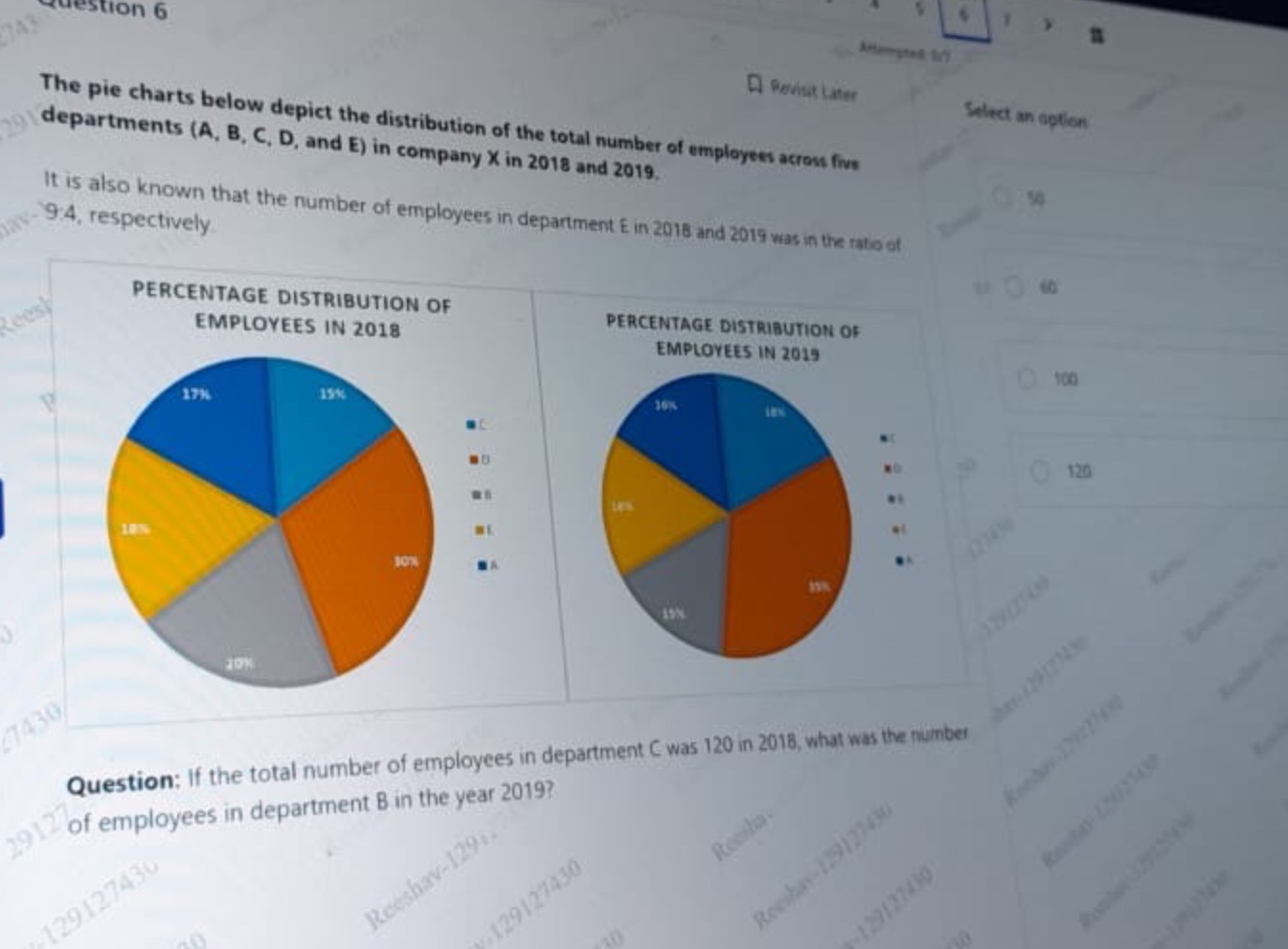 frestion 6
bithegted in

The pie charts below depict the distribution 