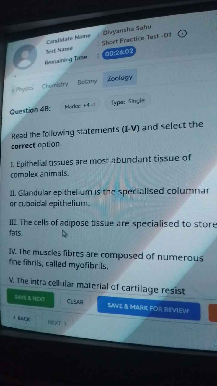 Candidate Name : Divyansha Sahu
Test Name : Short Practice Test - 01
R