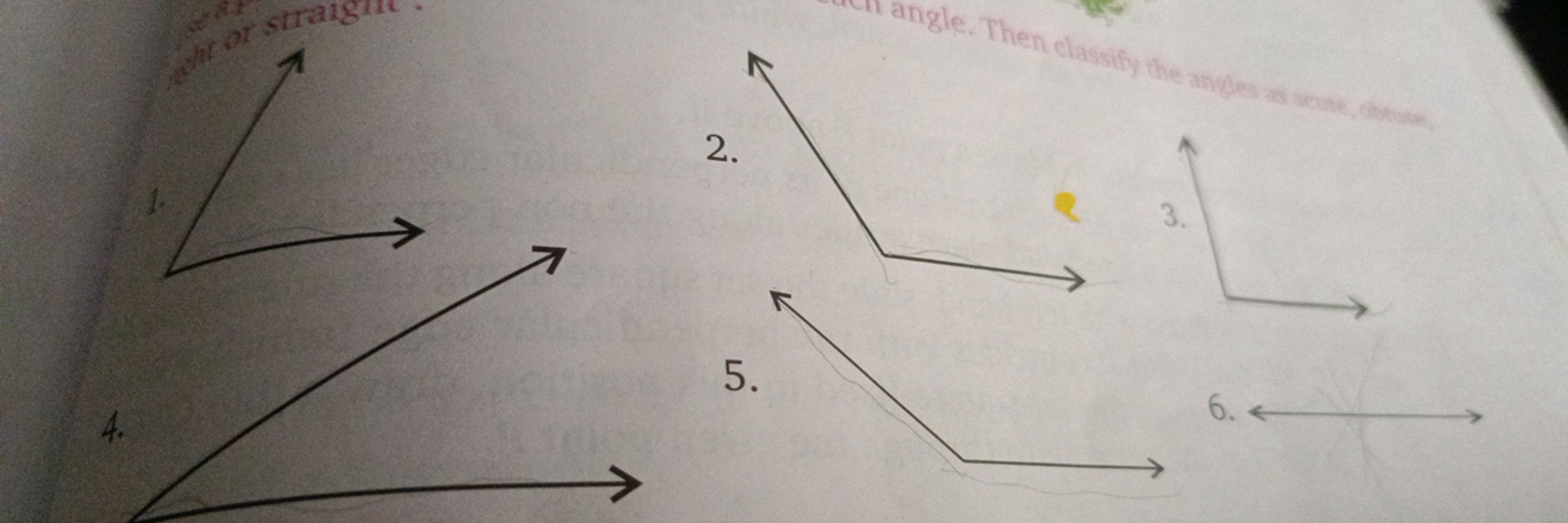 eht or straig
2.
angle. Then classify the angles as acute, bruse
3.
5.