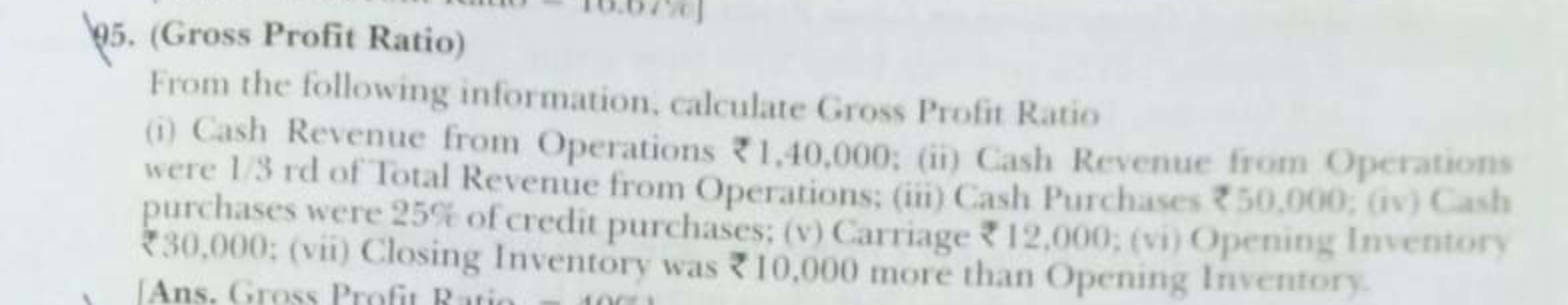 95. (Gross Profit Ratio)

From the following information, calculate Gr