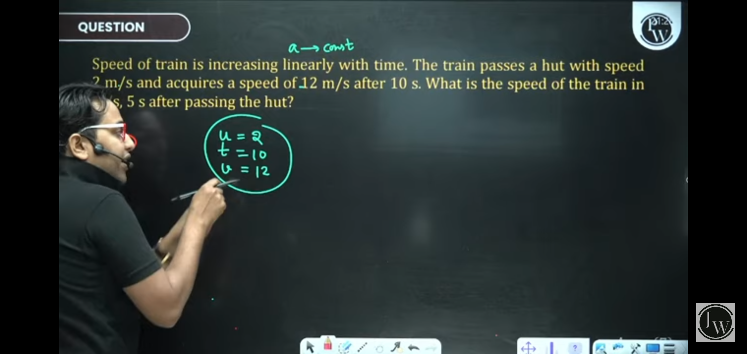 QUESTION
BP
IV.
a→ cont
Speed of train is increasing linearly with tim