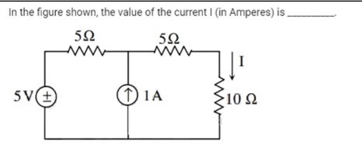 In the figure shown, the value of the current I (in Amperes) is 