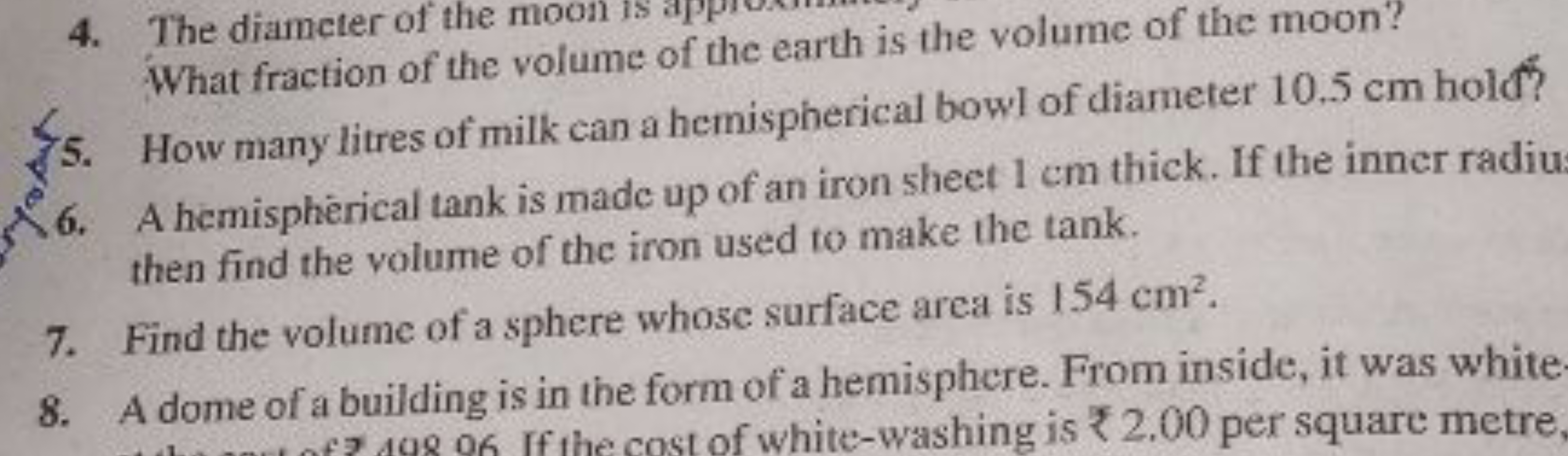 4. The diameter of the moon is a

What fraction of the volume of the e