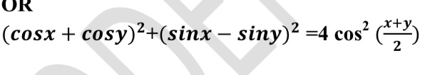 (cosx+cosy)2+(sinx−siny)2=4cos2(2x+y​)