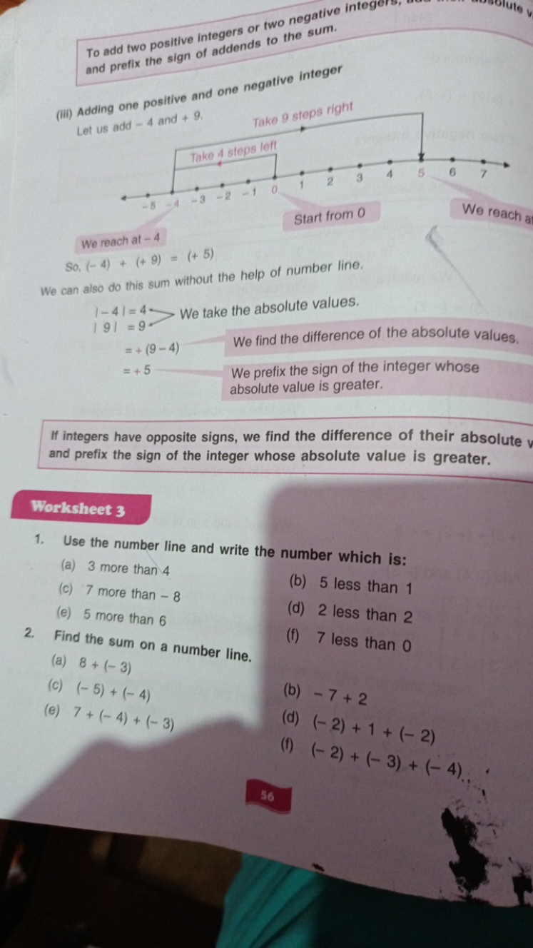 To add two positive integers or two negative integers. and preflix the