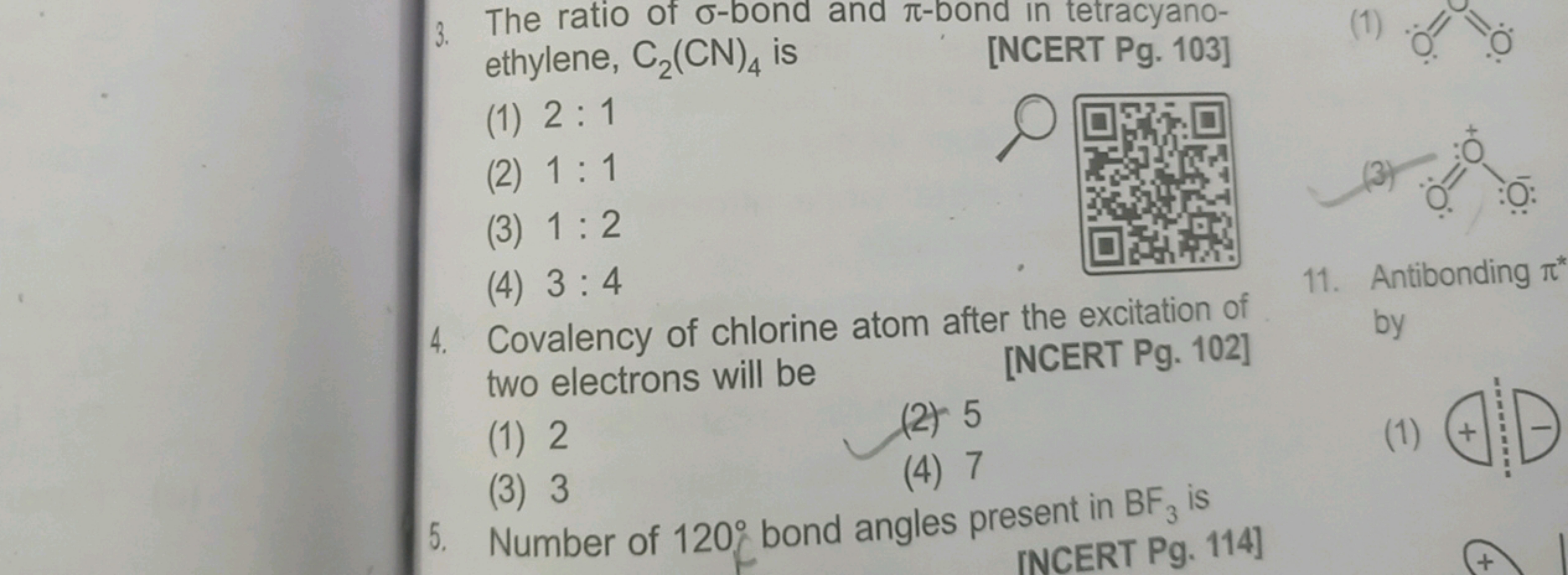 3. The ratio of o-bond and π-bond in tetracyano-
ethylene, C₂(CN) 4 is