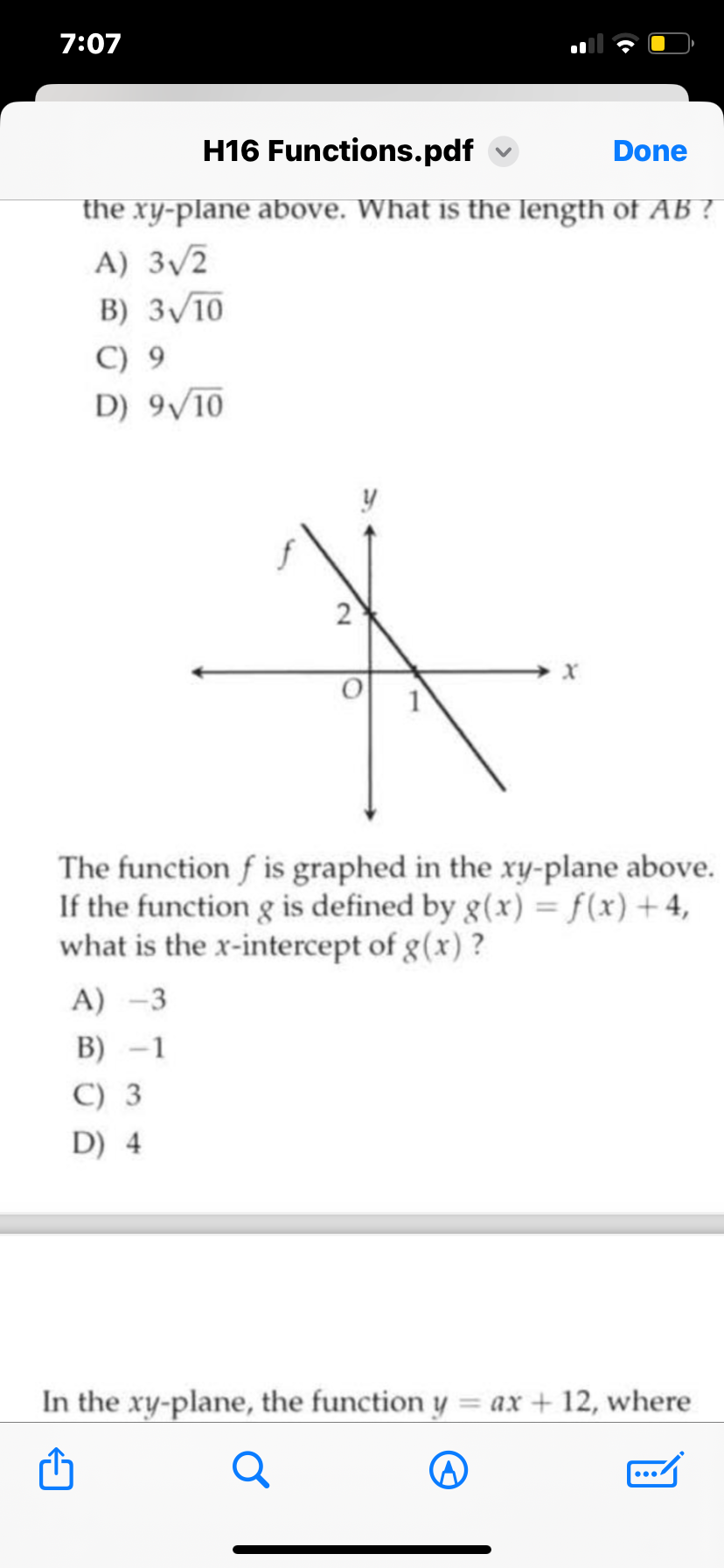 7:07

H16 Functions.pdf
Done
the xy-plane above. What is the length of