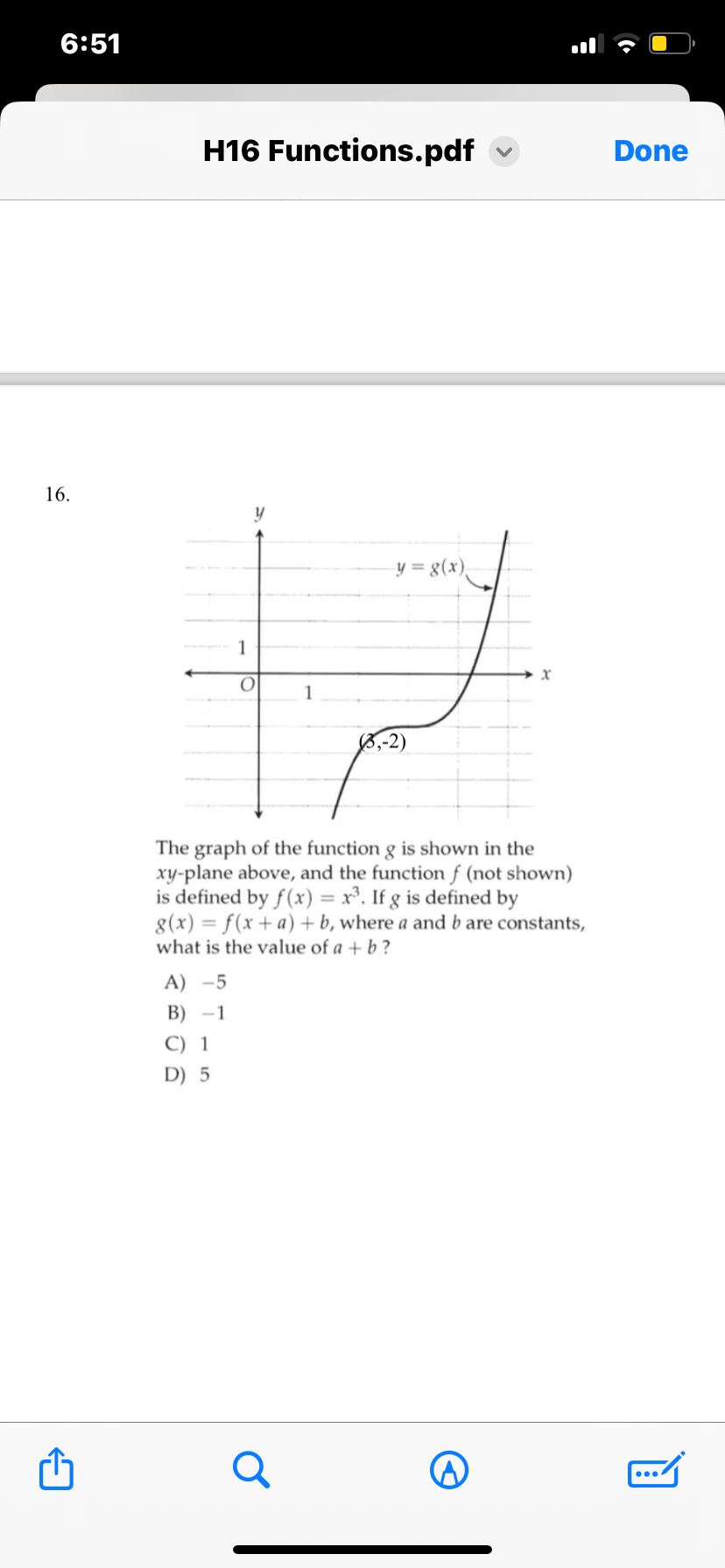 6:51
H16 Functions.pdf
Done

16 .

The graph of the function g is show