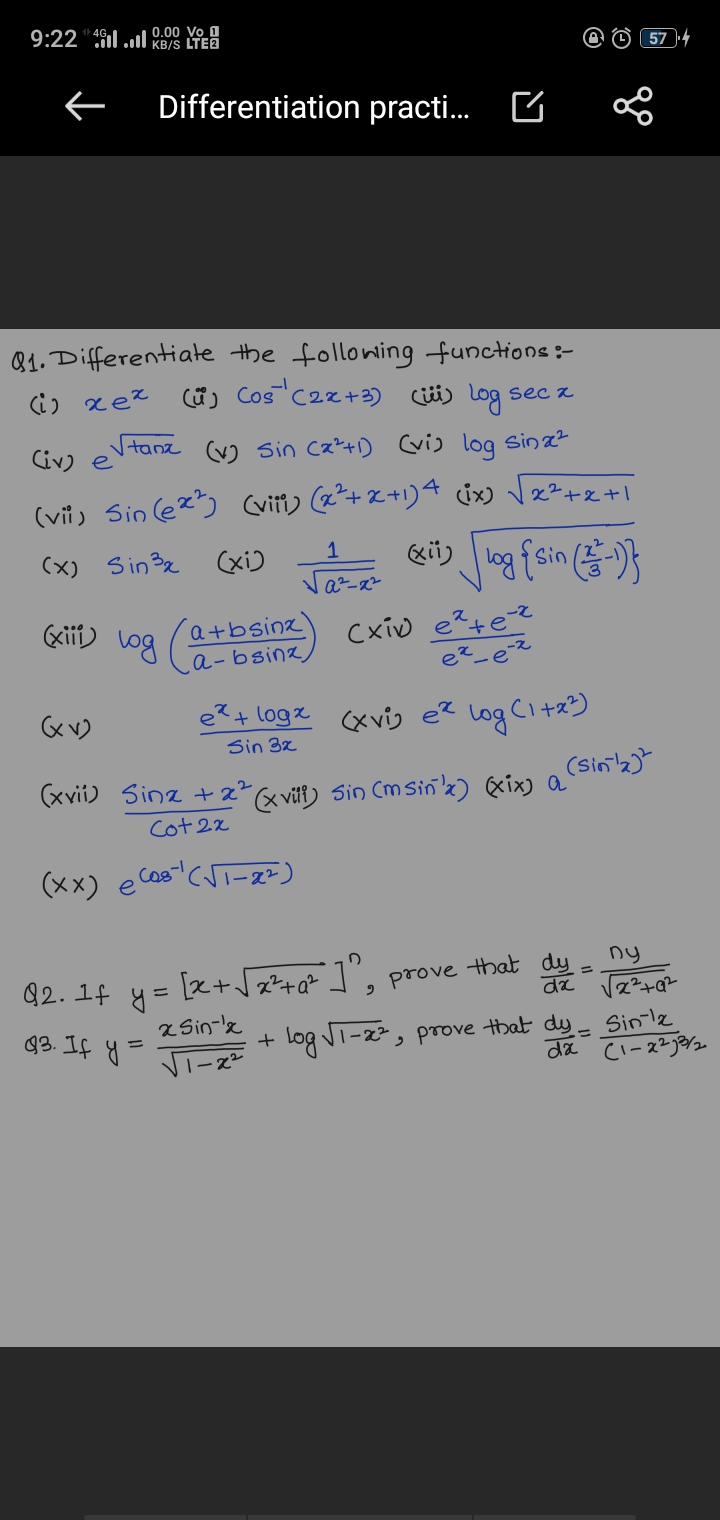 
(©)
57
← Differentiation practi...

Q1. Differentiate the following f