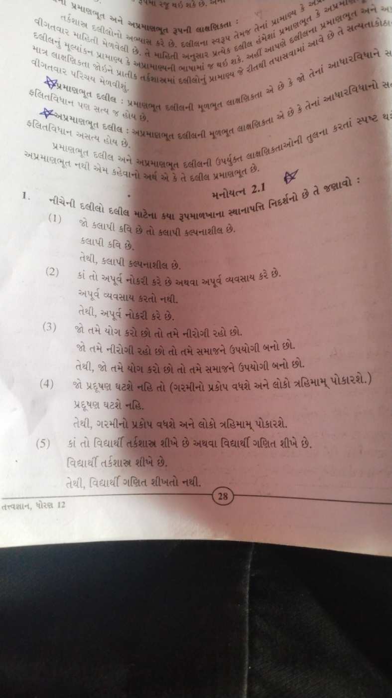 
ફ
1. નીચની . મનોયत 2.1
(1) જો કલાપી કવિ છે તો કલાપી કલ્પનાશીલ છે.
કલા