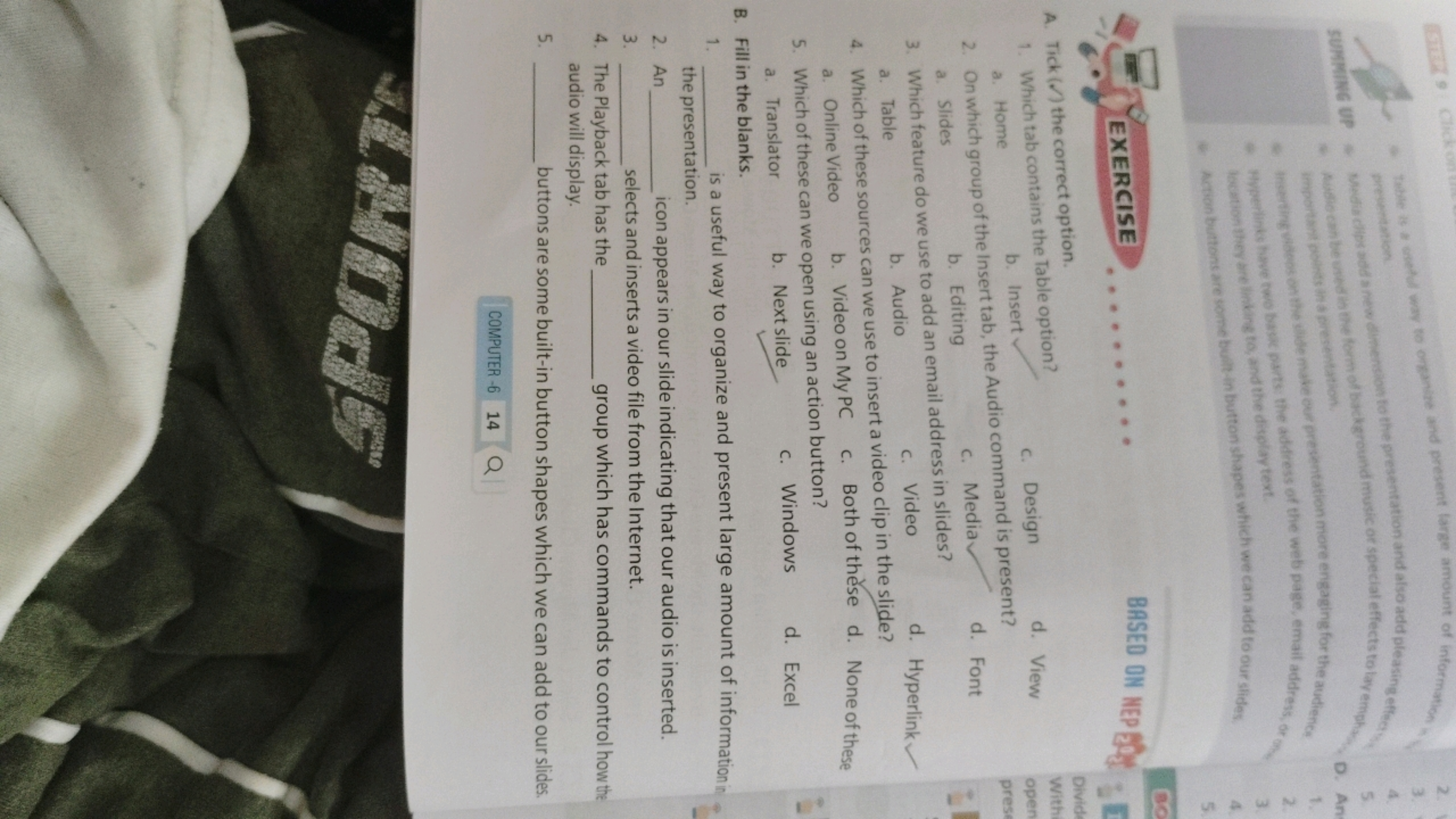 STEP 9 Clic
SUMMING UP
Table is a useful way to organize and present l