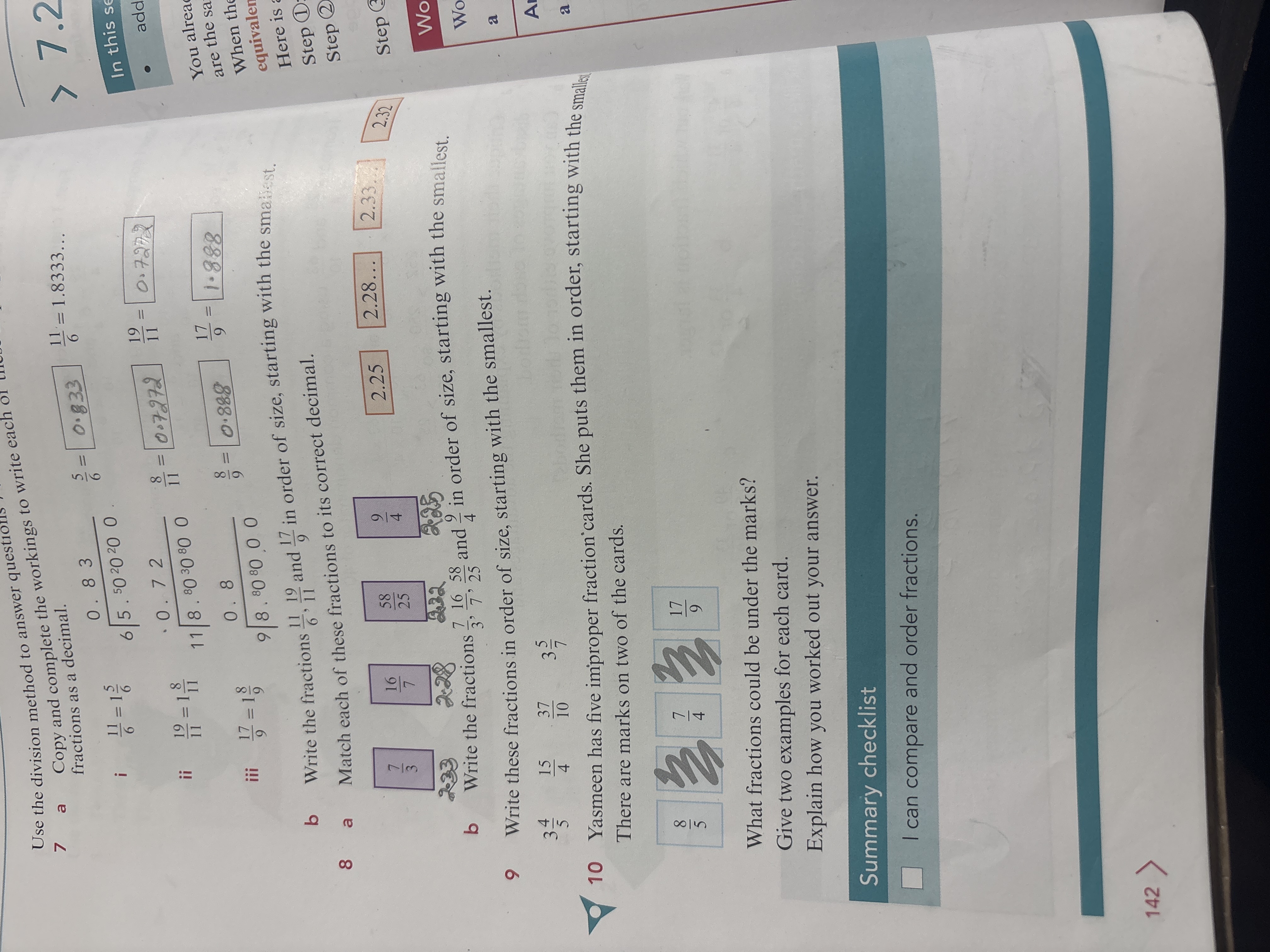 Use the division method to answer questions
7 a Copy and complete the 