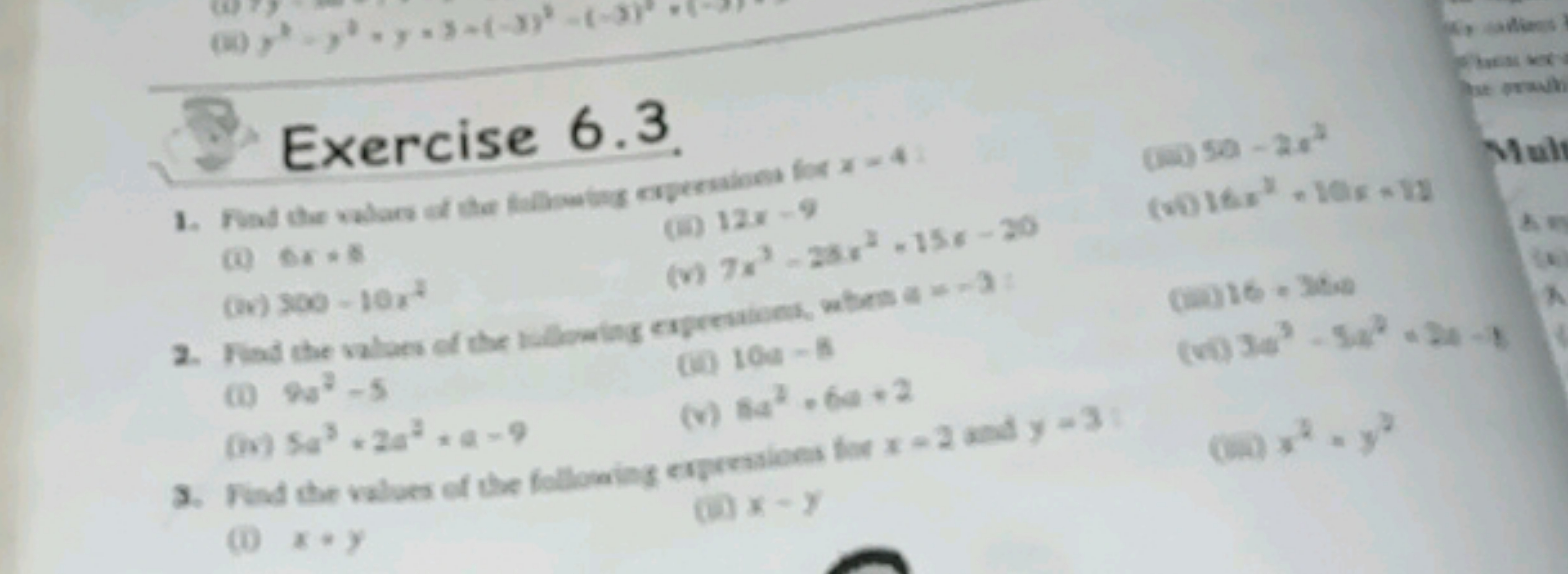 (i) y2−y2=y=3+(−3)2−(−3)2=(−3)
besis × ary
hat wrowh
Exercise 6.3
1. T