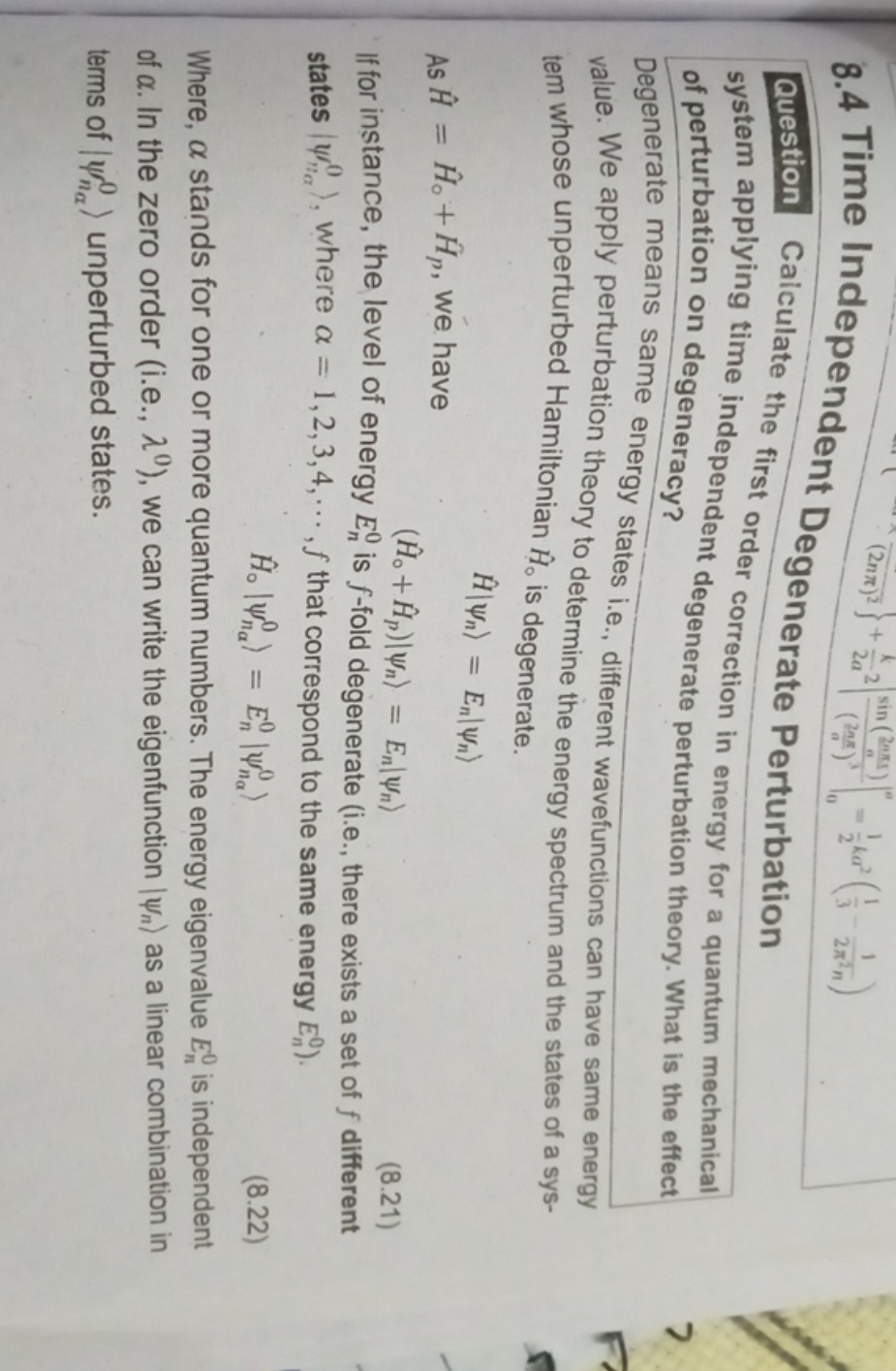 8.4 Time Independent Degenerate Perturbation

Question Calculate the f