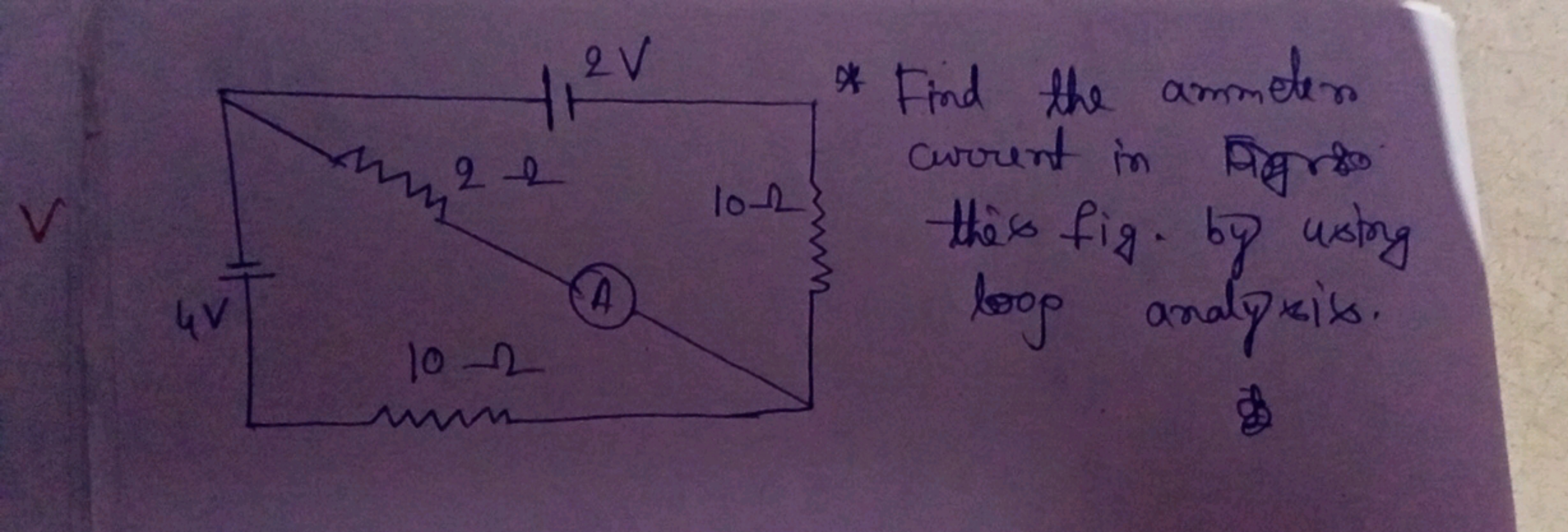 * Find the ammeter current in thess fig. by using loop analysis.