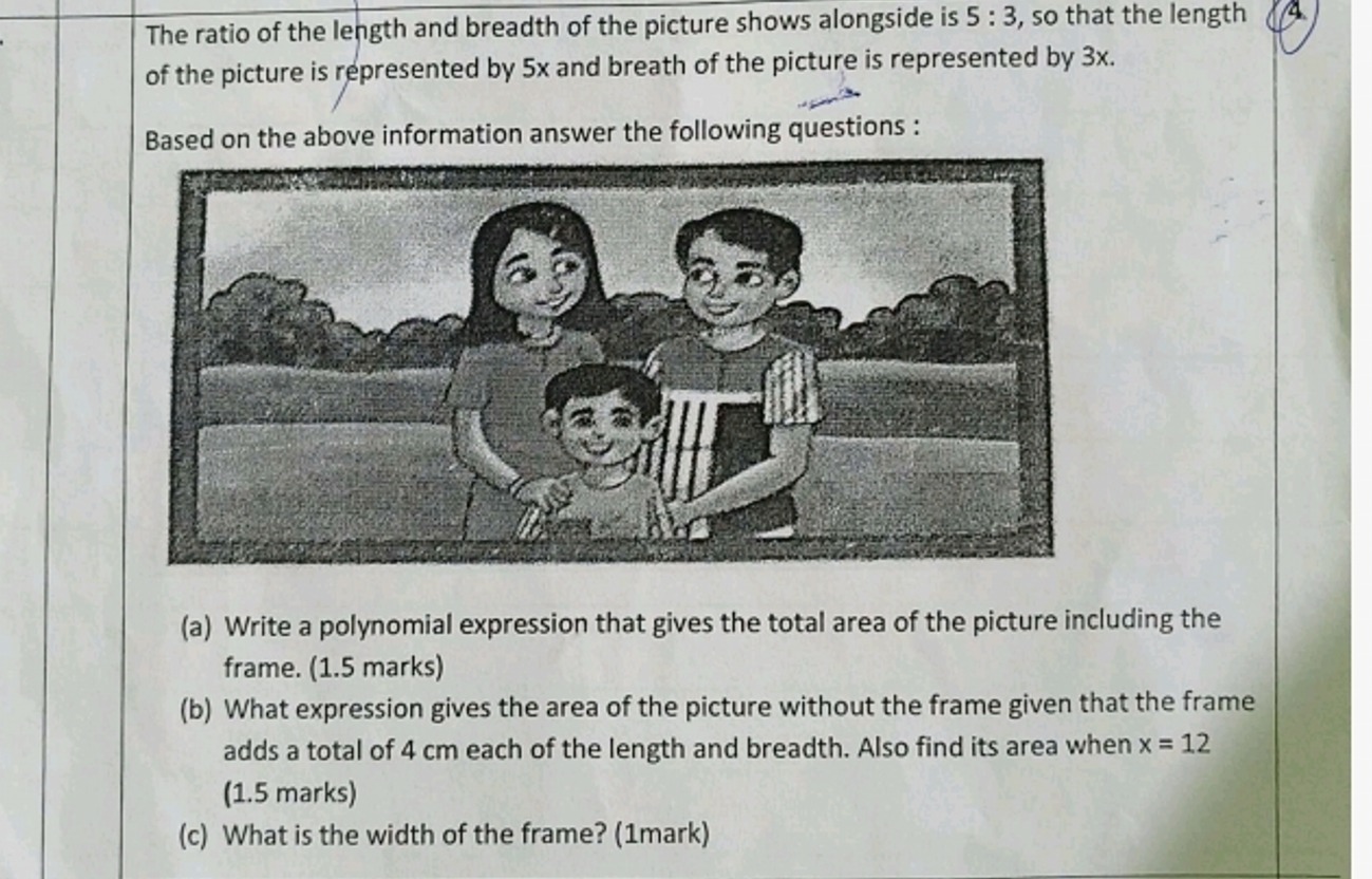 The ratio of the length and breadth of the picture shows alongside is 