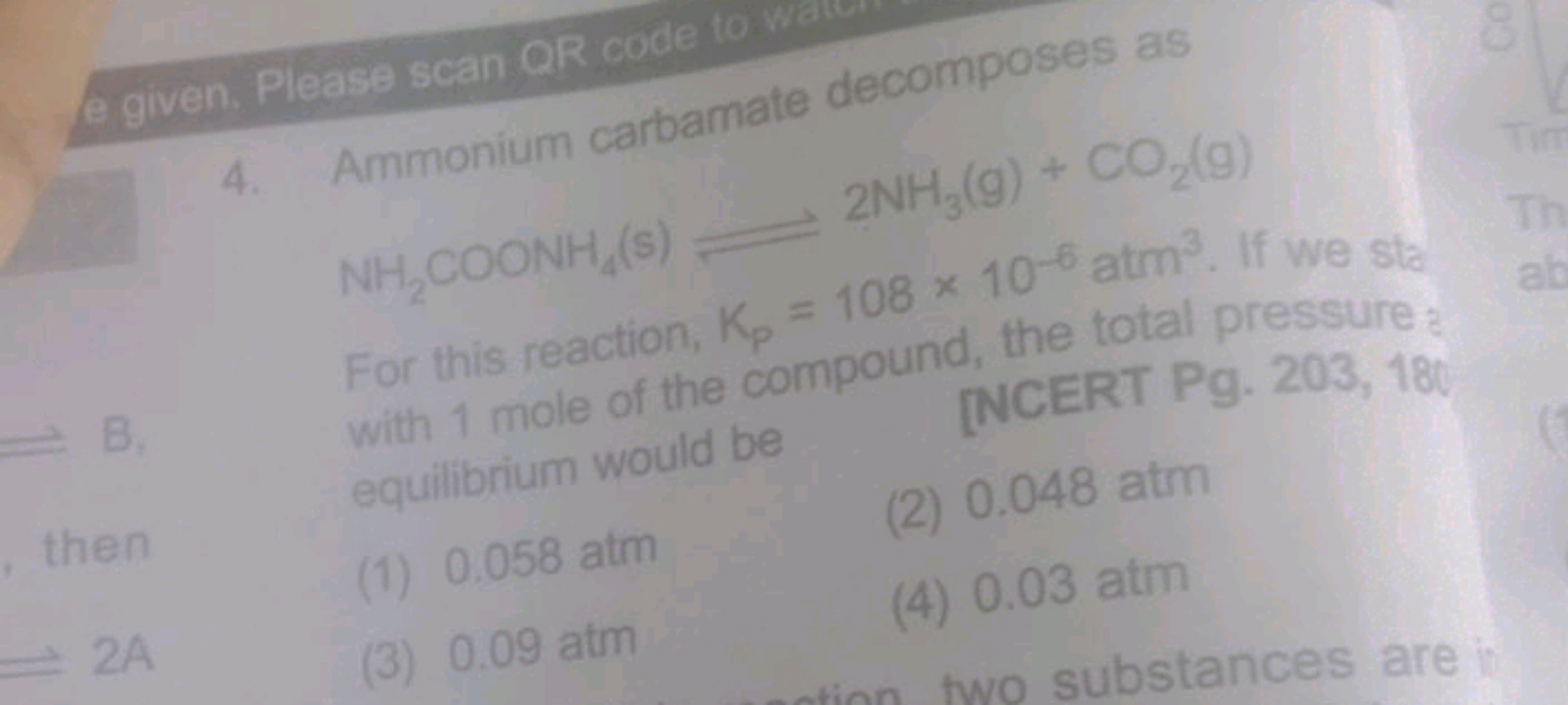 e given. Please scan QR code 1 , decomposes as
4. Ammonium carbamate d