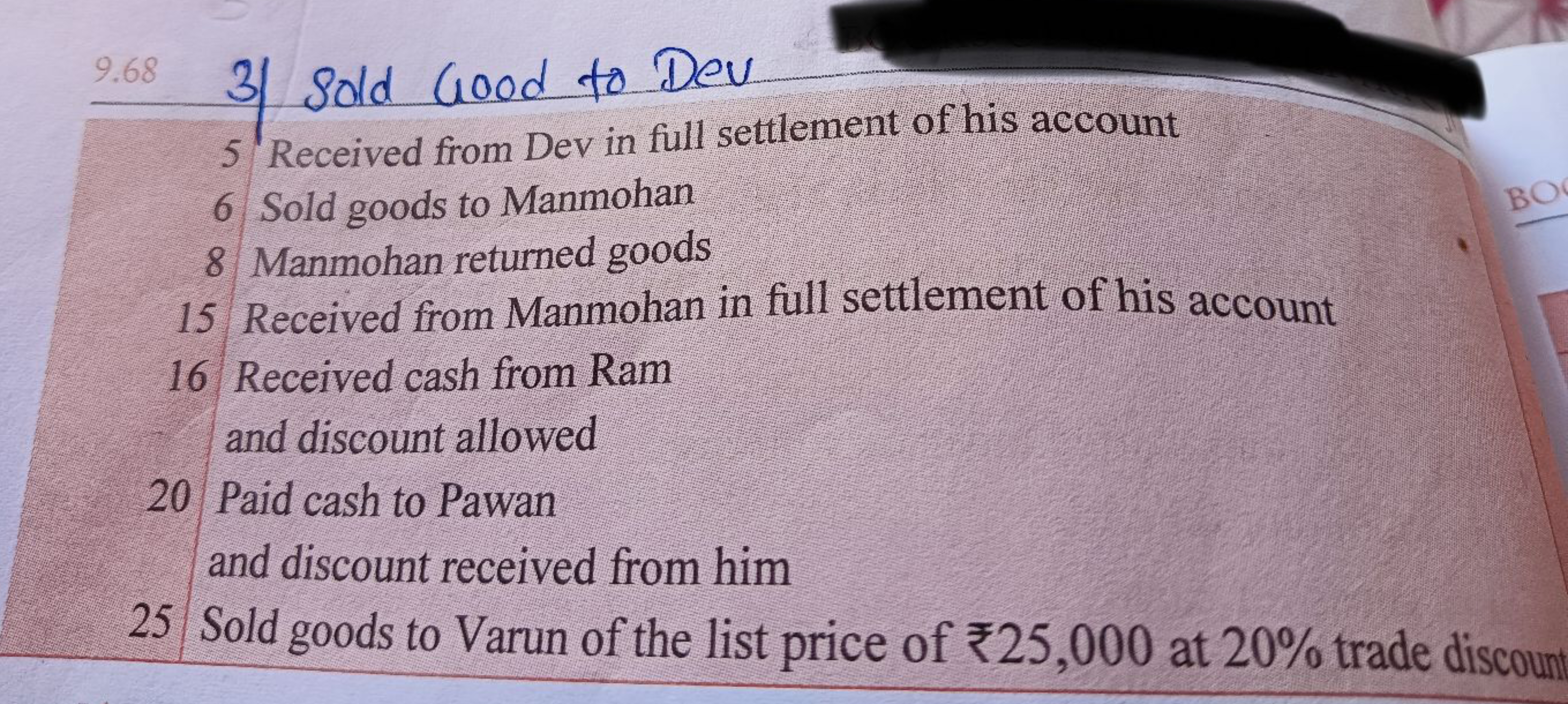 9.6831 Sold Good to Div
5​ Received from Devi in full settlement of hi