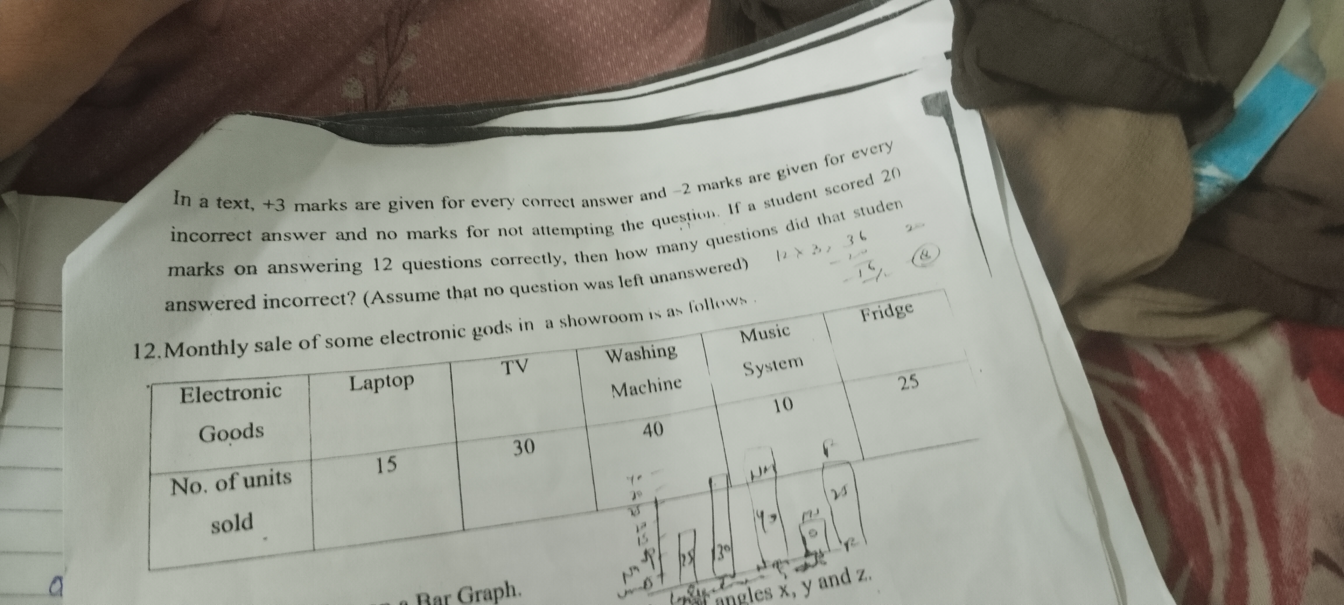 In a text, + 3 marks are given for every correct answer and - 2 marks 