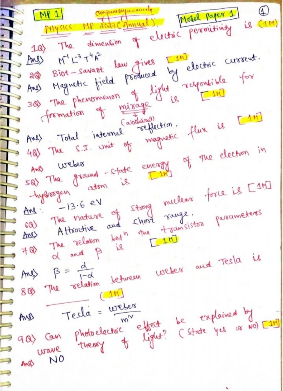 MP 1
organs by ana mande
PHYSICS MP 2023 (Annual): Model paper 1
(1)
1