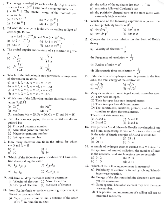 1. The energy absorbed by each molecule (A2​) of a substance is 4.4×10