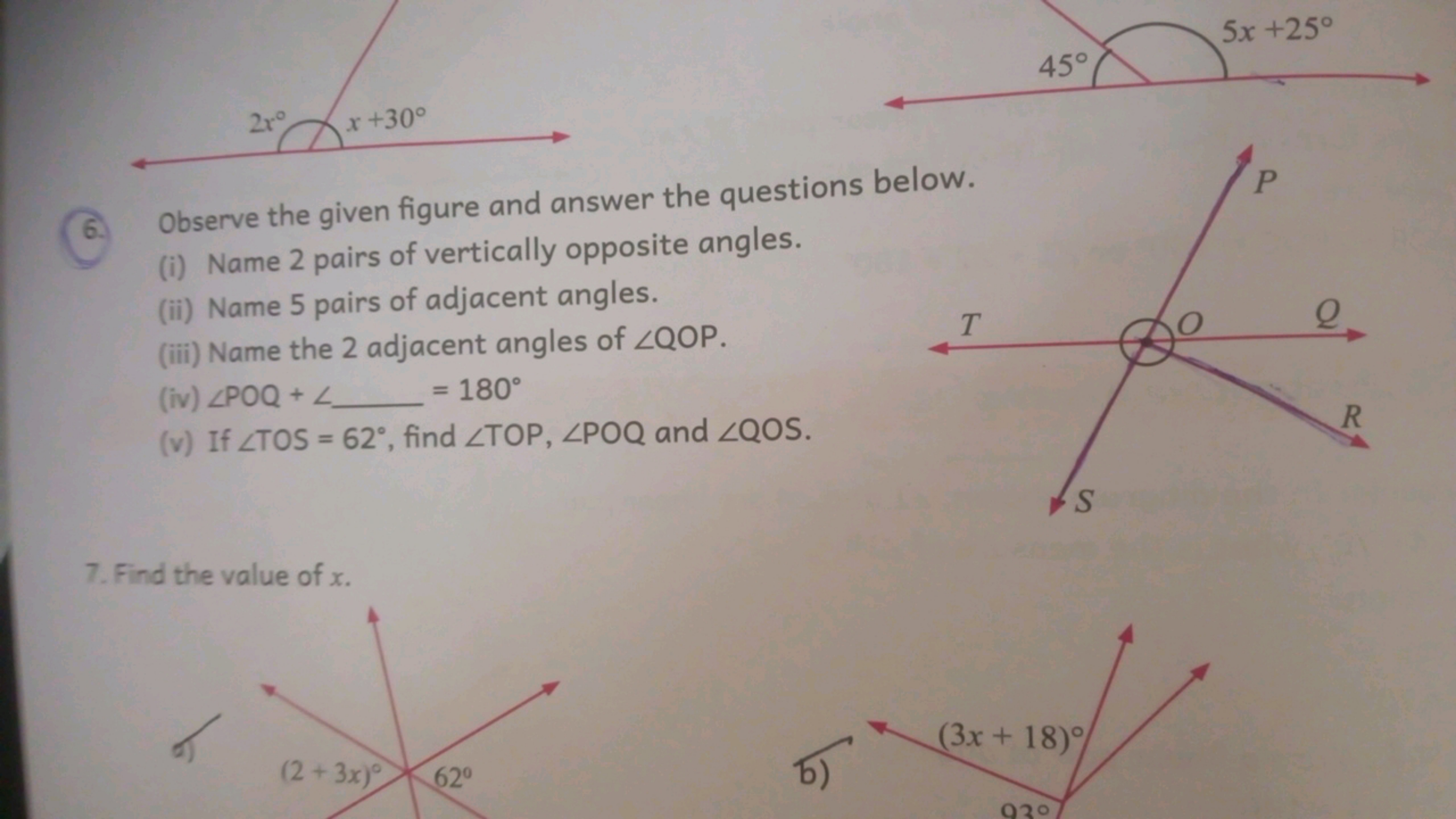 6. Observe the given figure and answer the questions below.
(i) Name 2