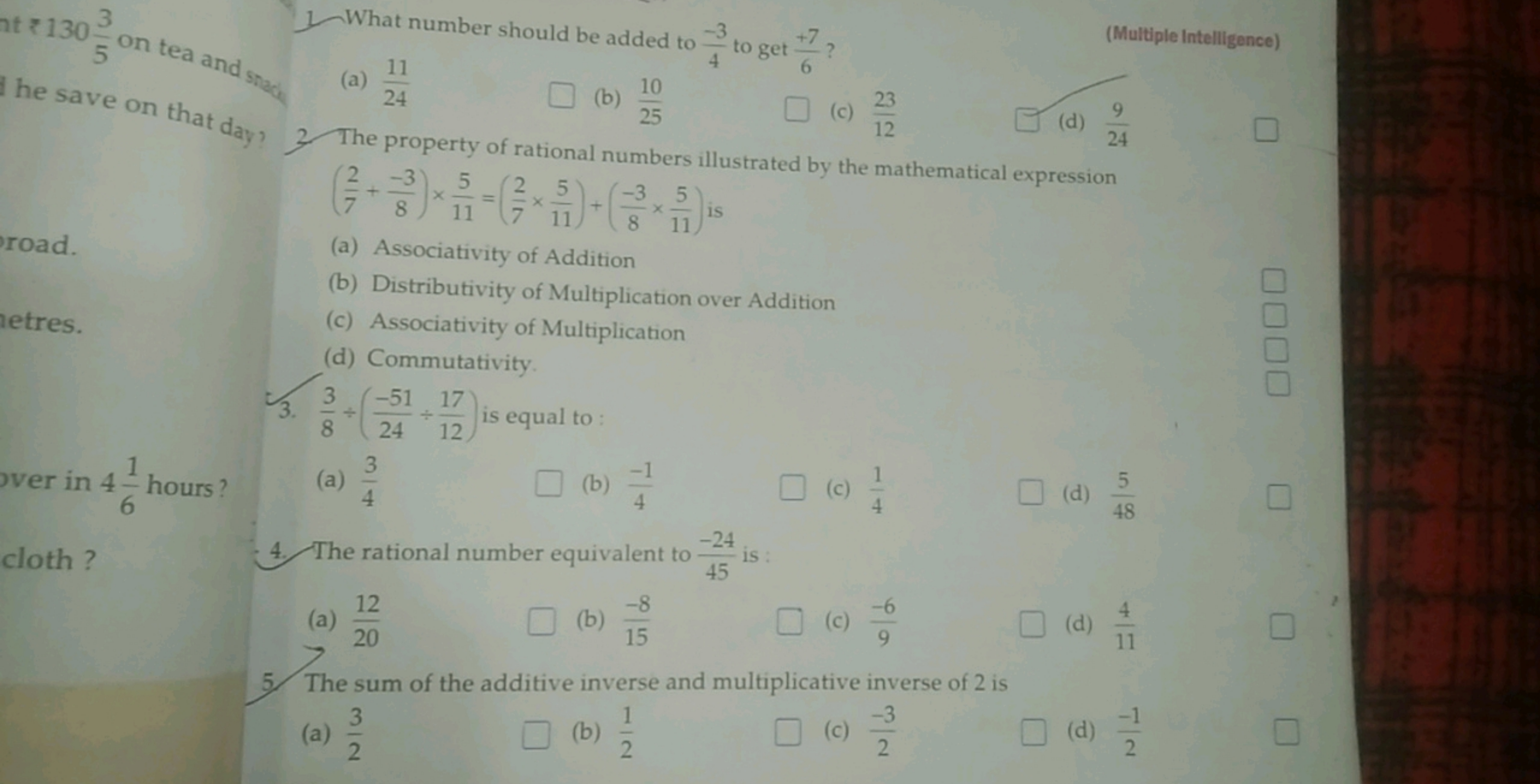 (Multiple Intelligence)
(a) 2411​
□
(b) 2510​
□
(c) 1223​
2. The prope