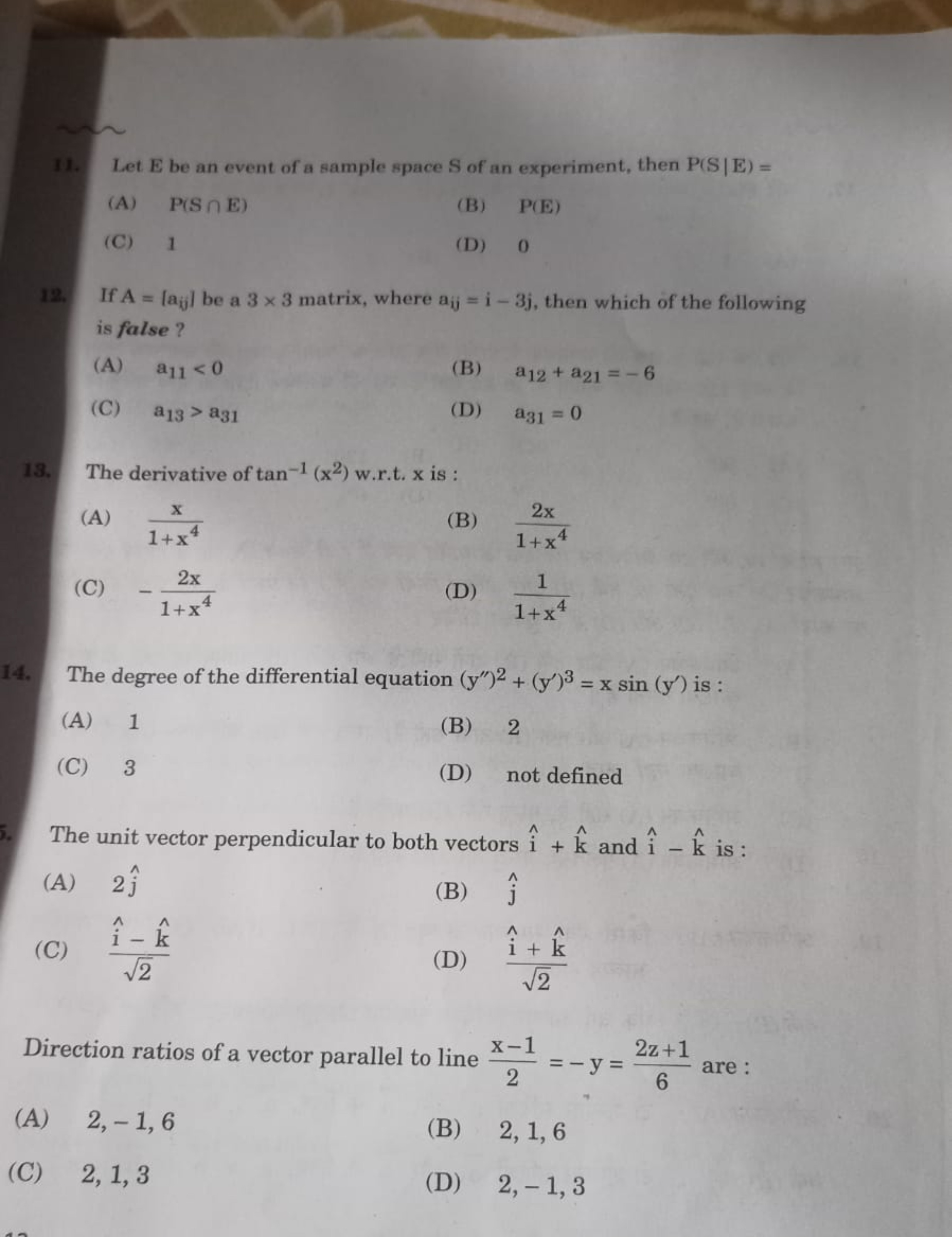 11. Let E be an event of a sample space S of an experiment, then P(S∣E