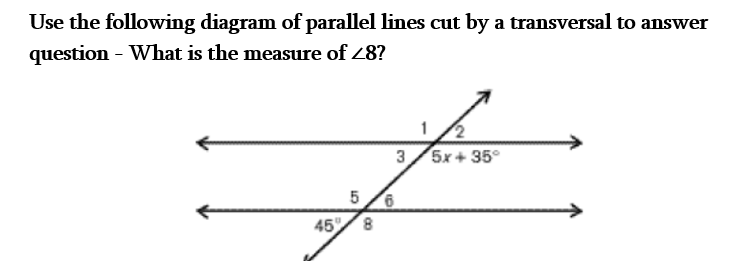 Use the following diagram of parallel lines cut by a transversal to an