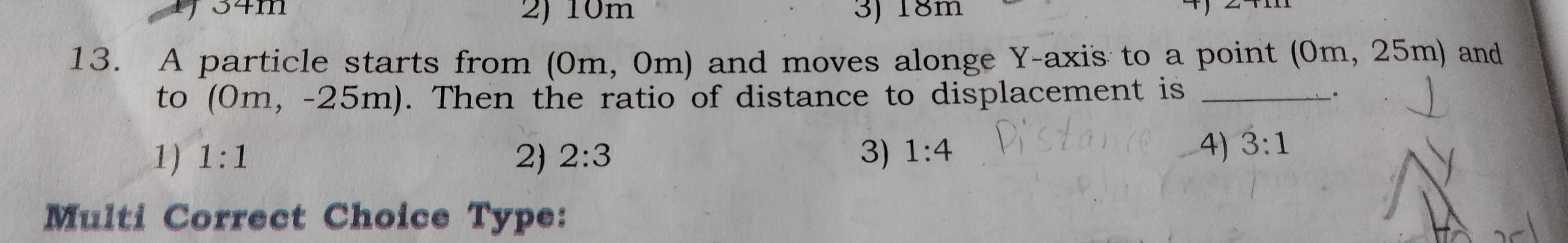 13. A particle starts from (Om,Om) and moves alonge Y -axis to a point