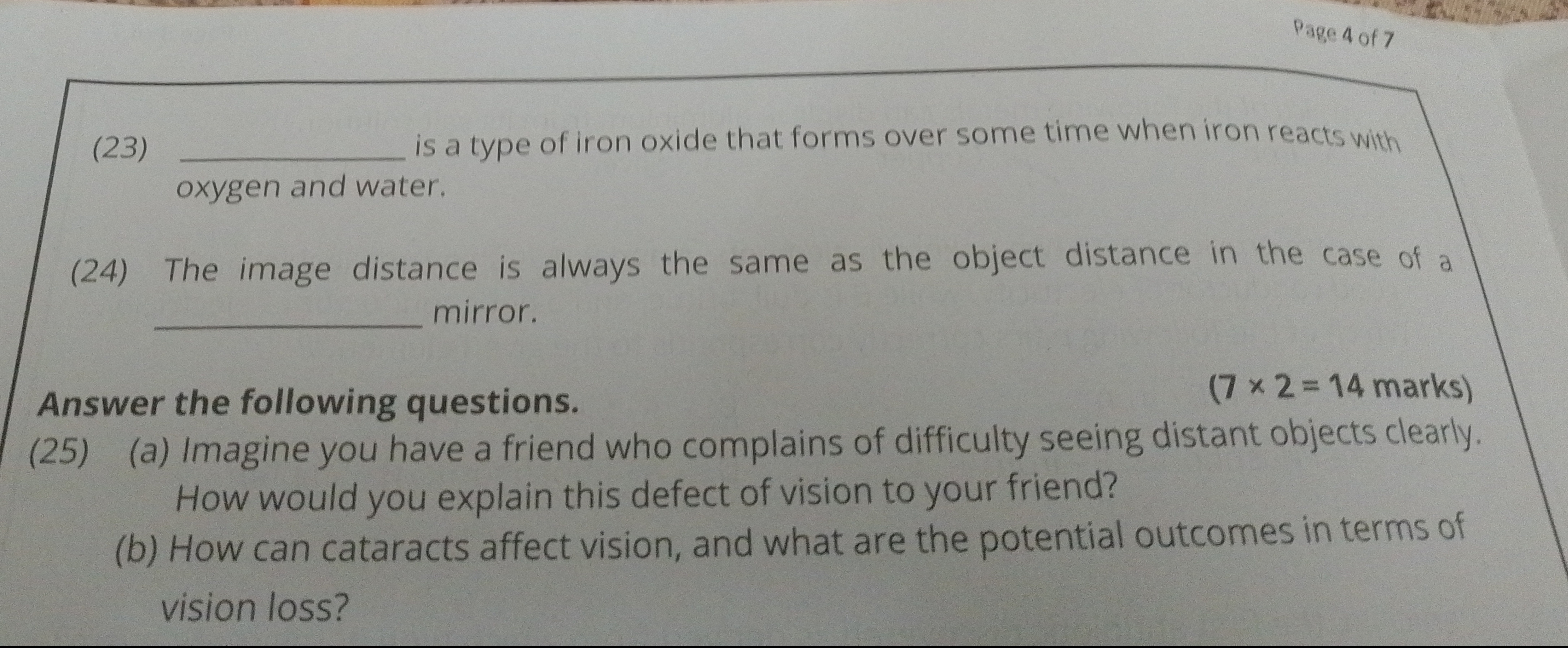 Page 4 of 7
(23)  is a type of iron oxide that forms over some time wh