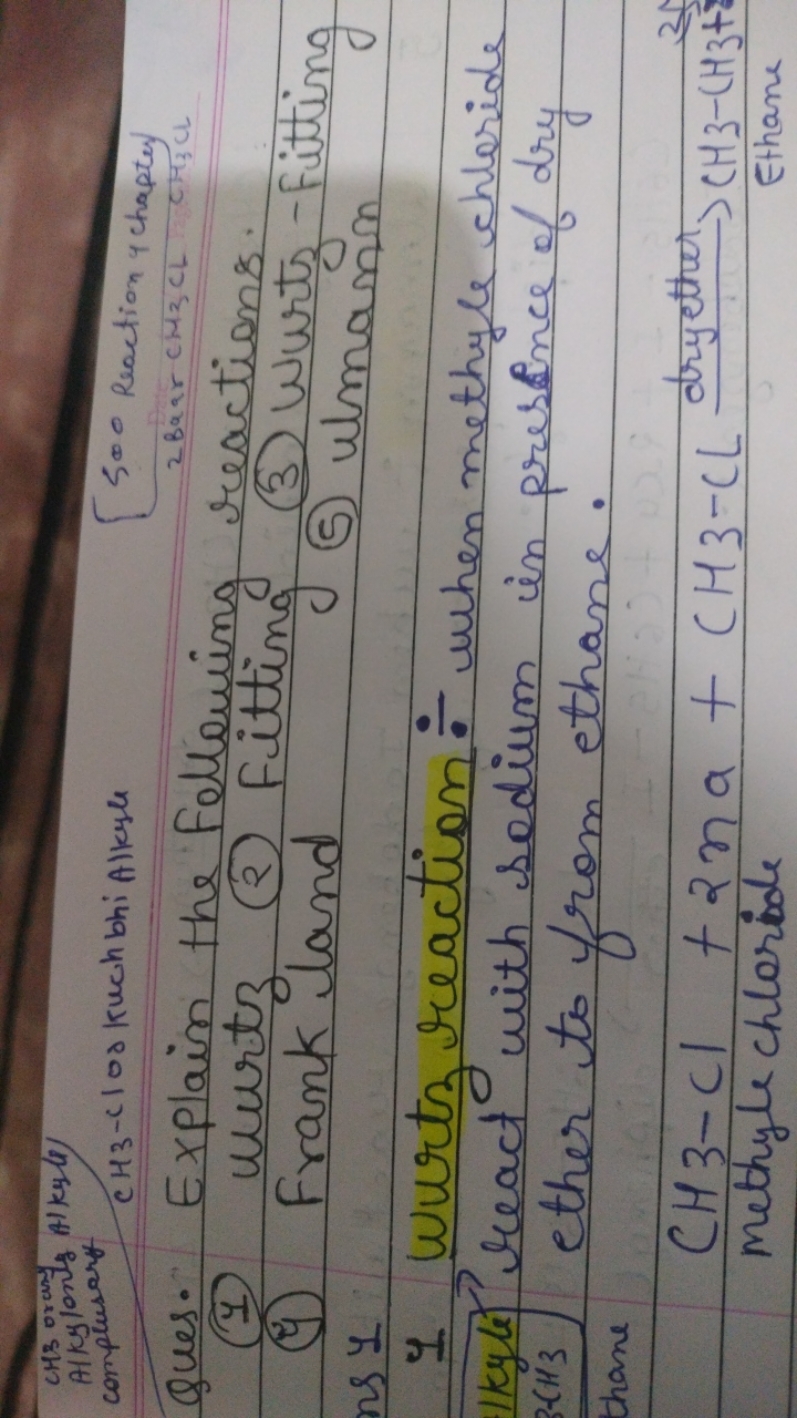 Ques. Explain the Following reactions.
(9) warts (2) Fitting reactions