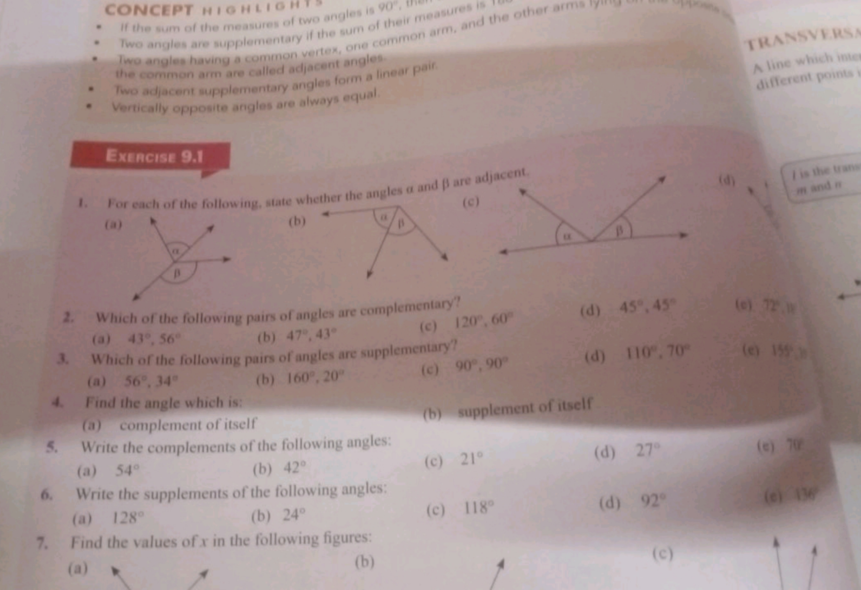 CONCEPT HIGHLIGHTS
* If the sum of the measures of two angles is 90
* 